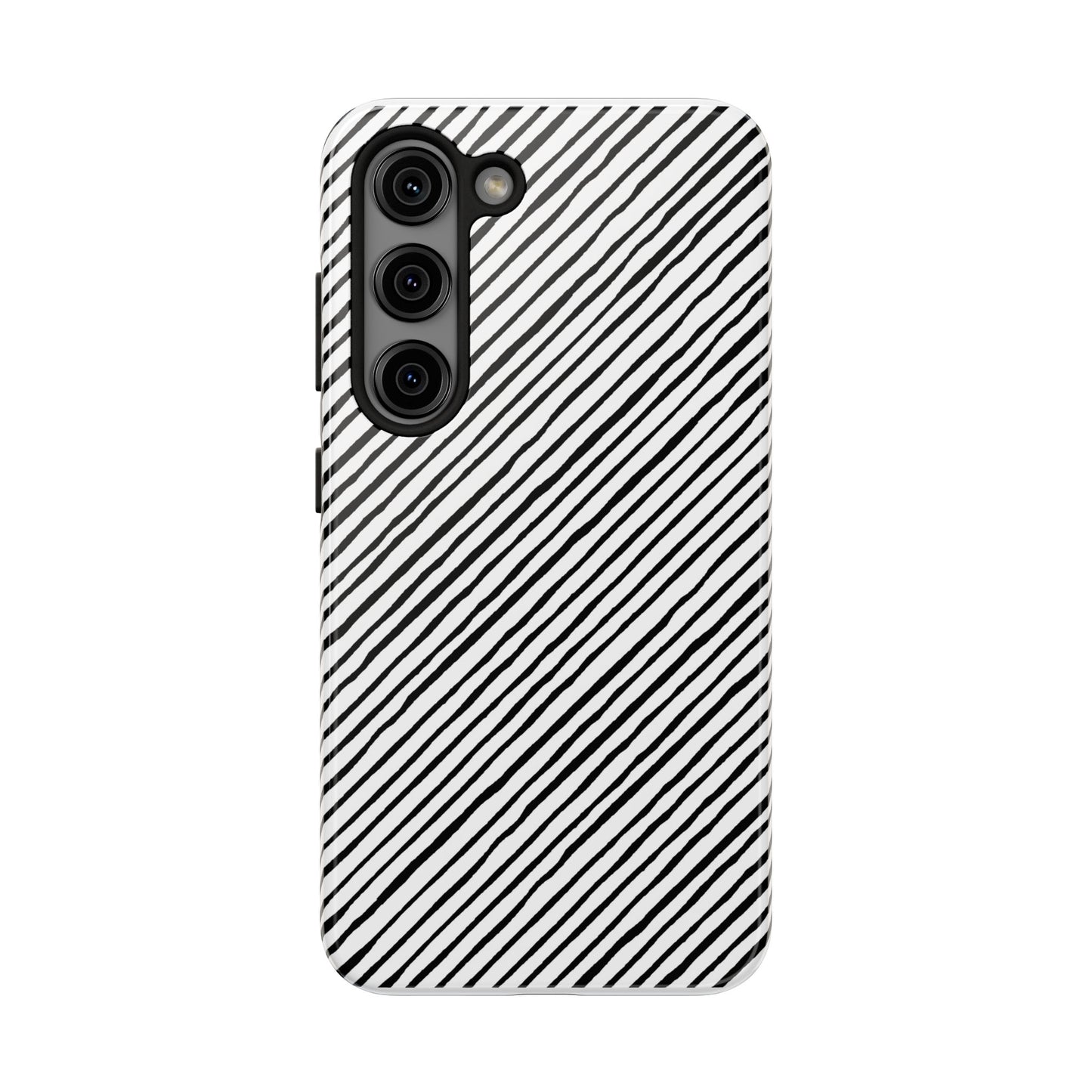 Quirky Bias Stripe White / Black Phone Case