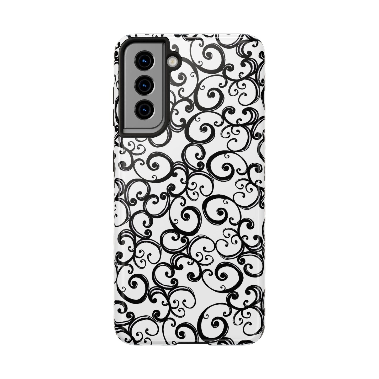 Curls White / Black Phone Case