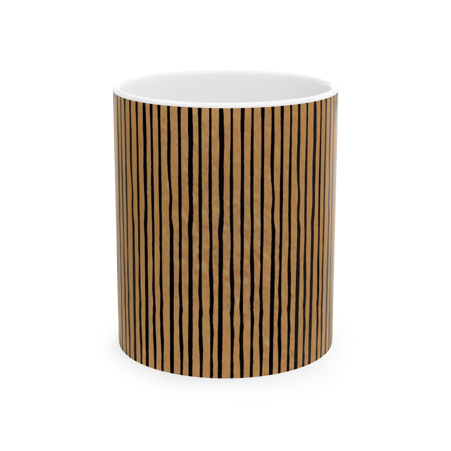 Quirky Pin Stripe Tan / Black Cup