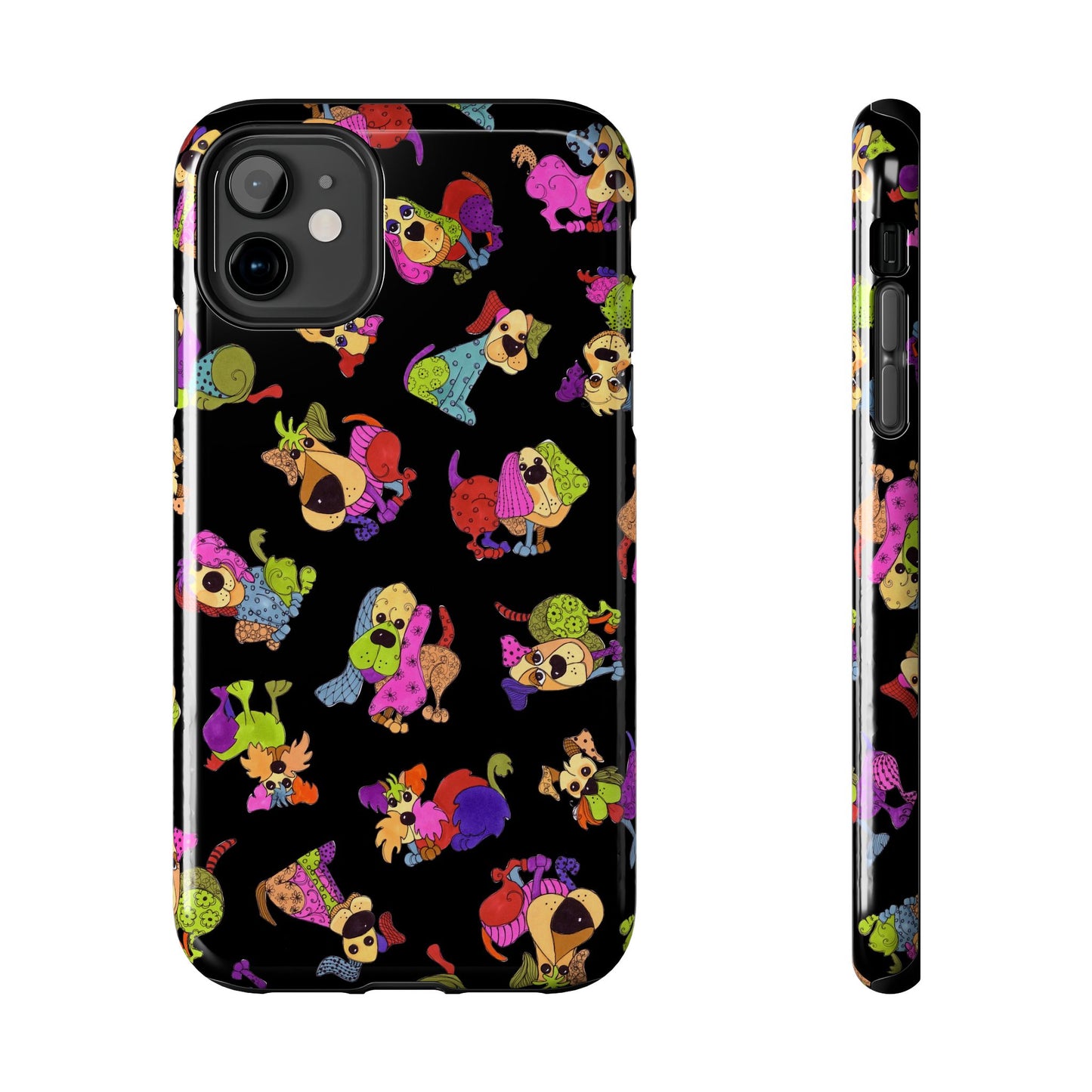 Tossed Happy Dogs Black Phone Case