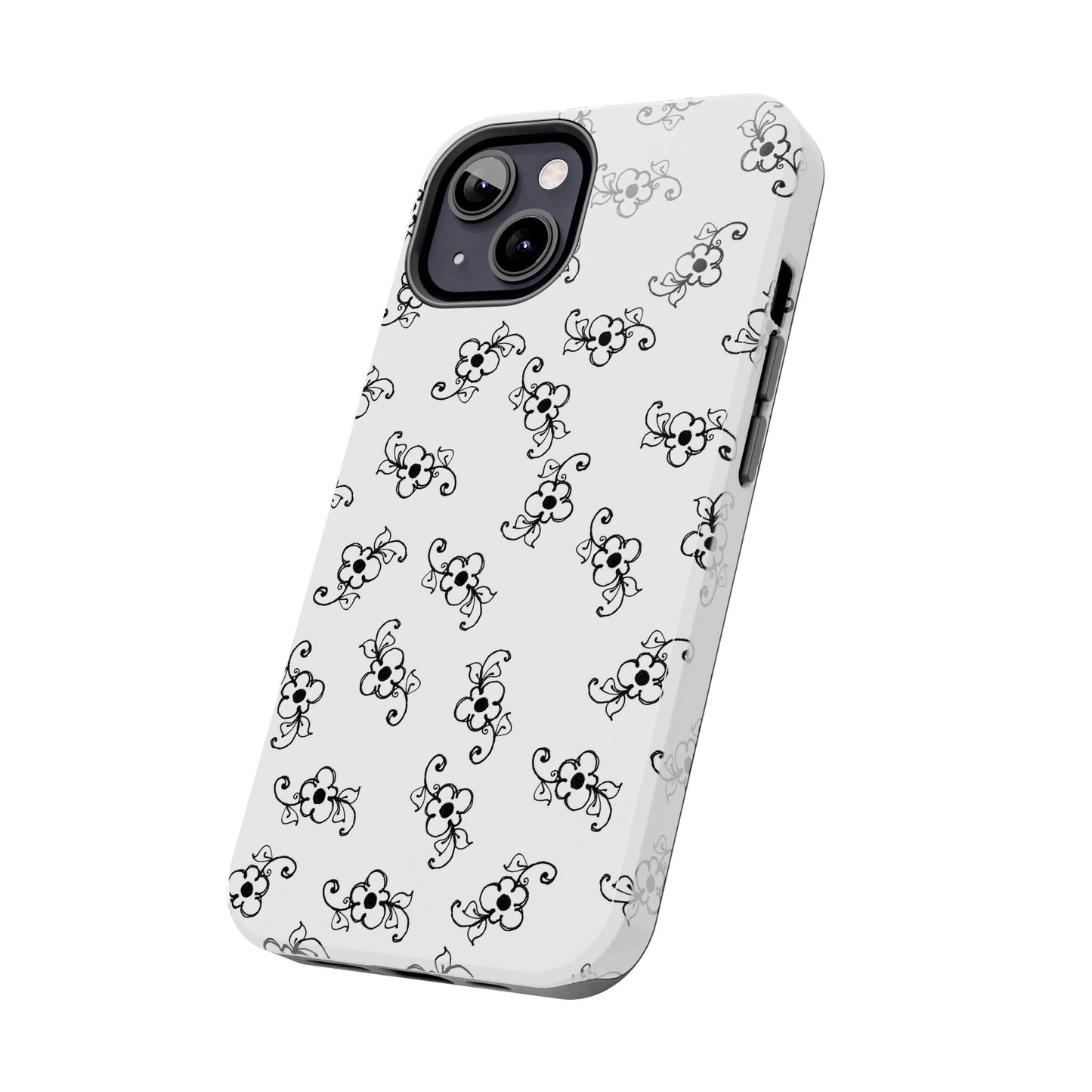 Daisy Scroll White / Black Phone Case