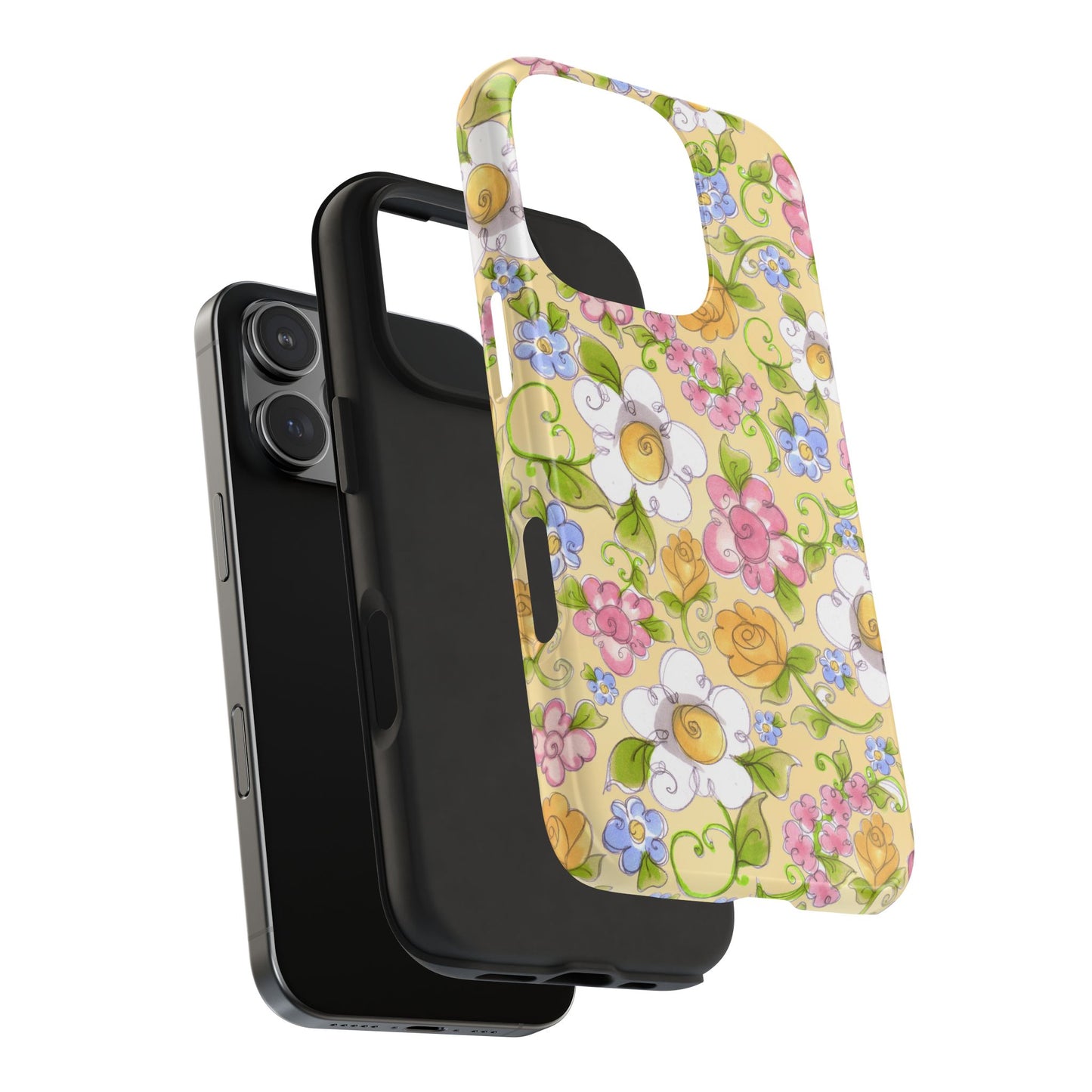 Flower Frolic Yellow Phone Case