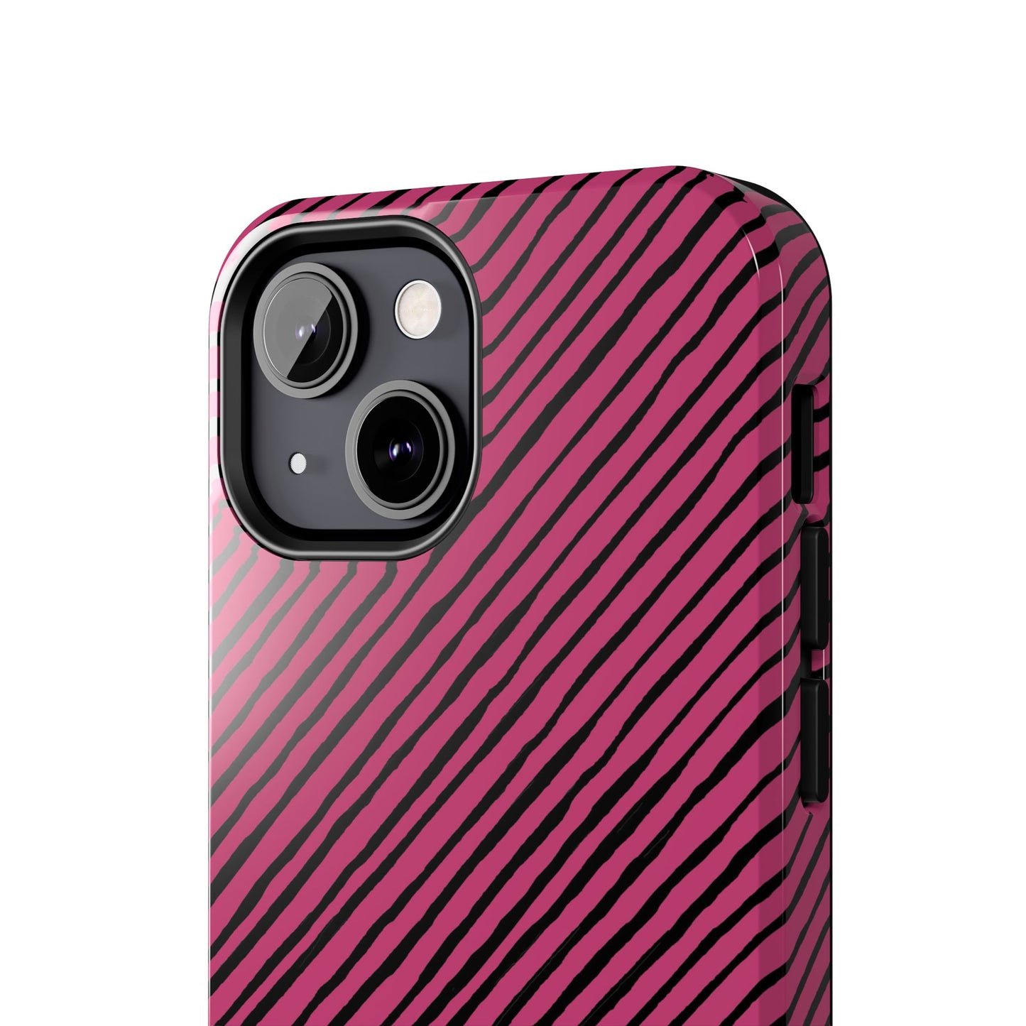 Quirky Bias Stripe Magenta / Black Phone Case