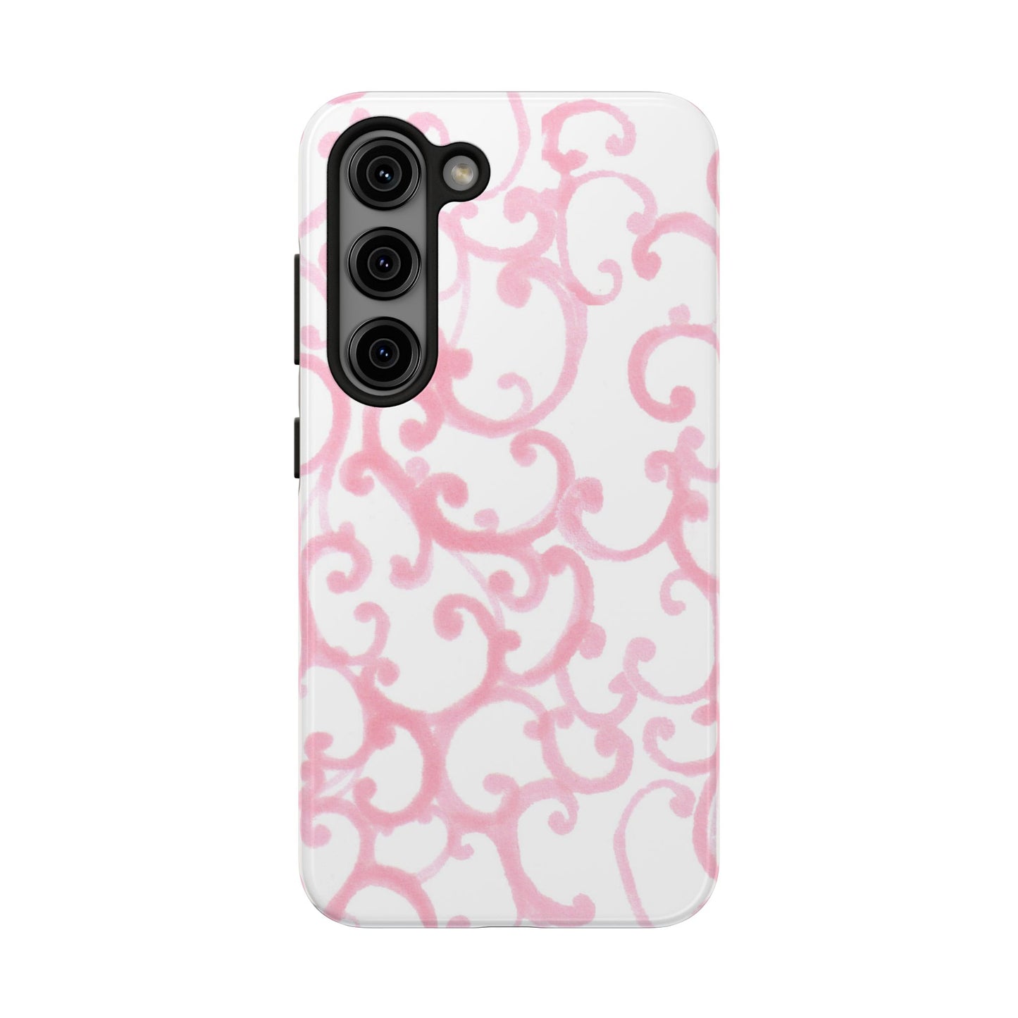 Scrollie White / Pink Phone Case