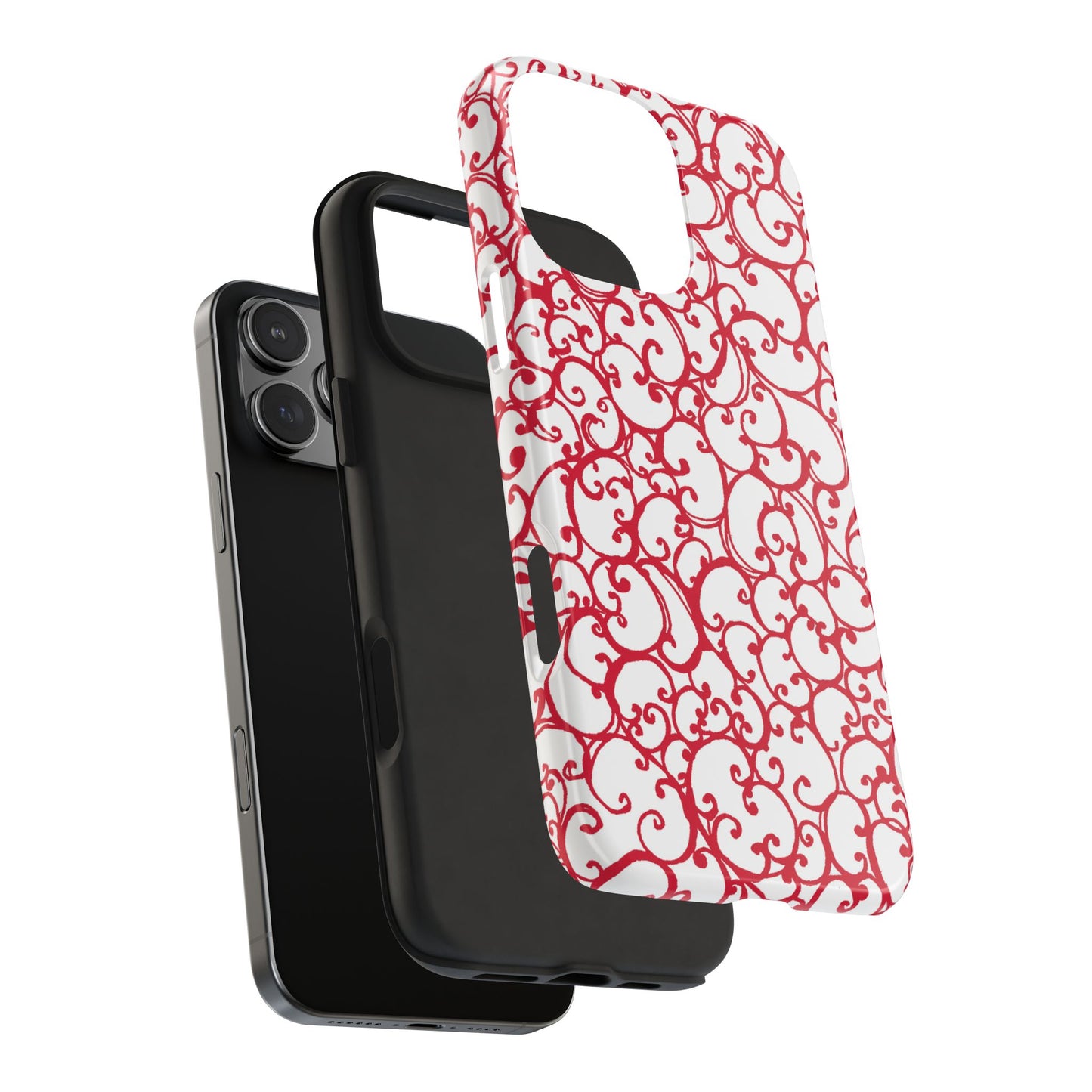 Scrollie White / Red Phone Case