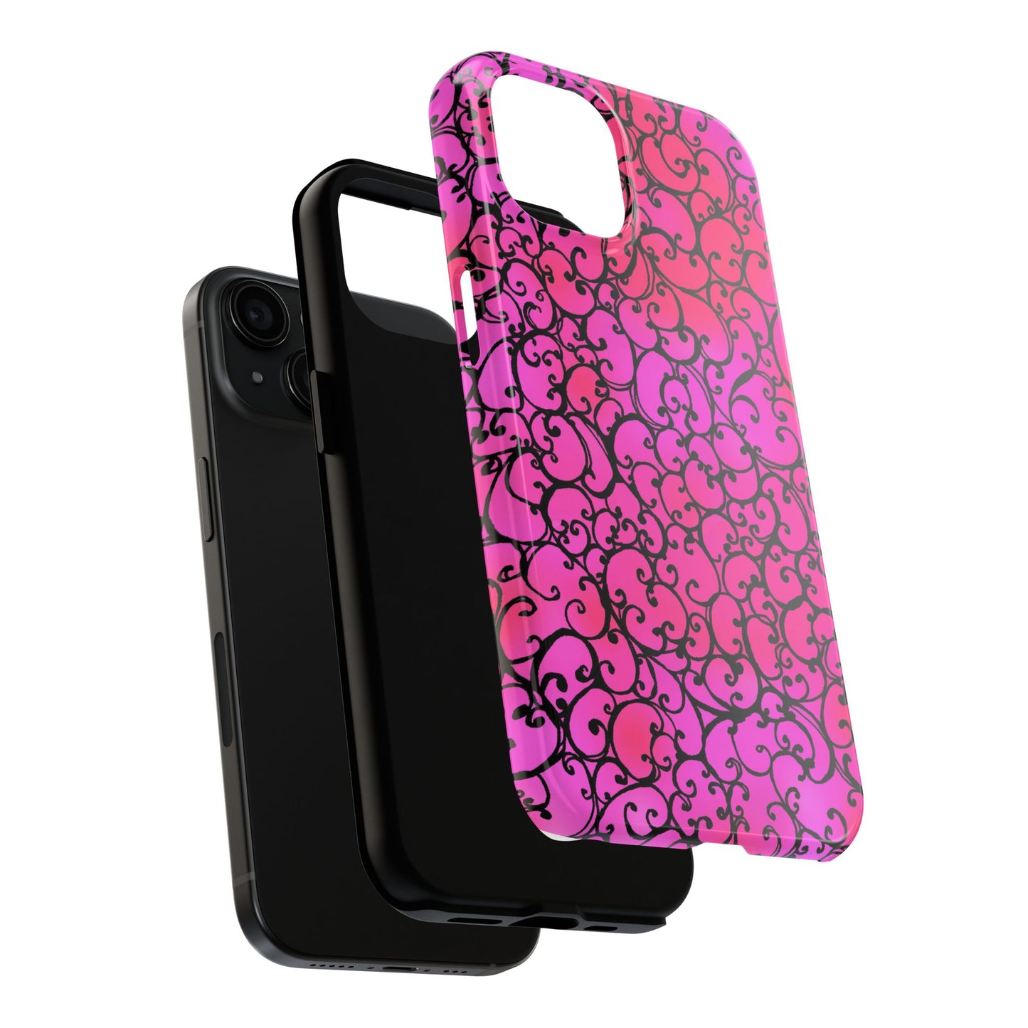 Scrollie Cerise / Black Phone Case