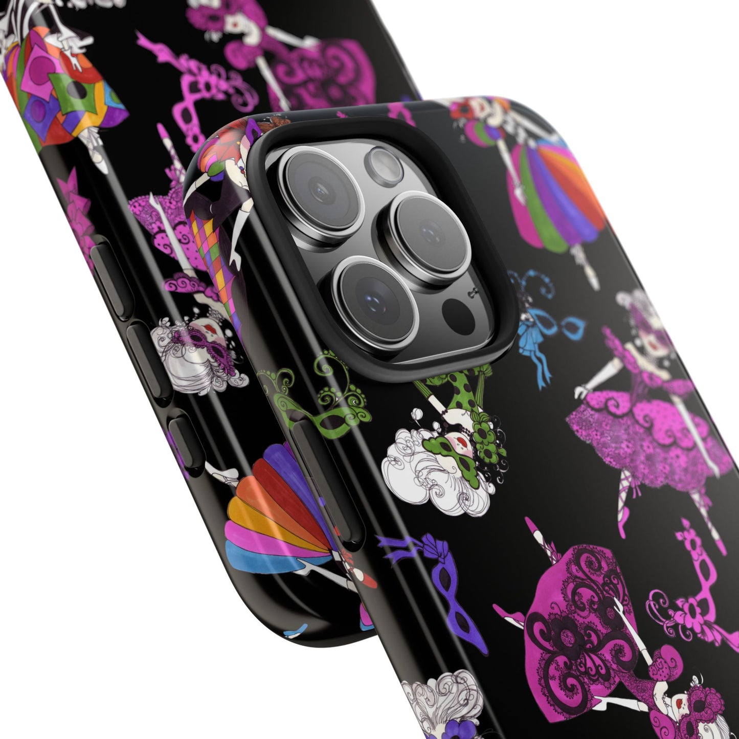 Tossed Masquerade Ladies Black Phone Case