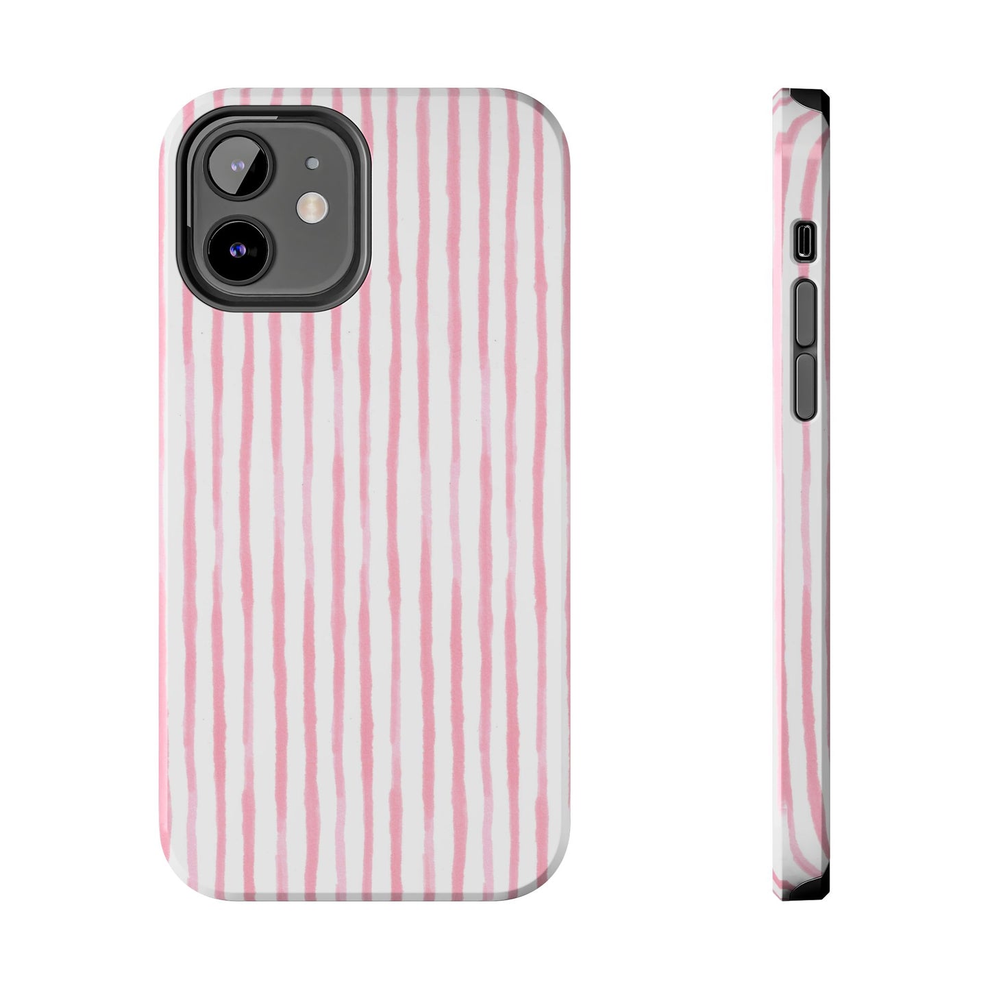 Happy Stripe White / Pink Phone Case