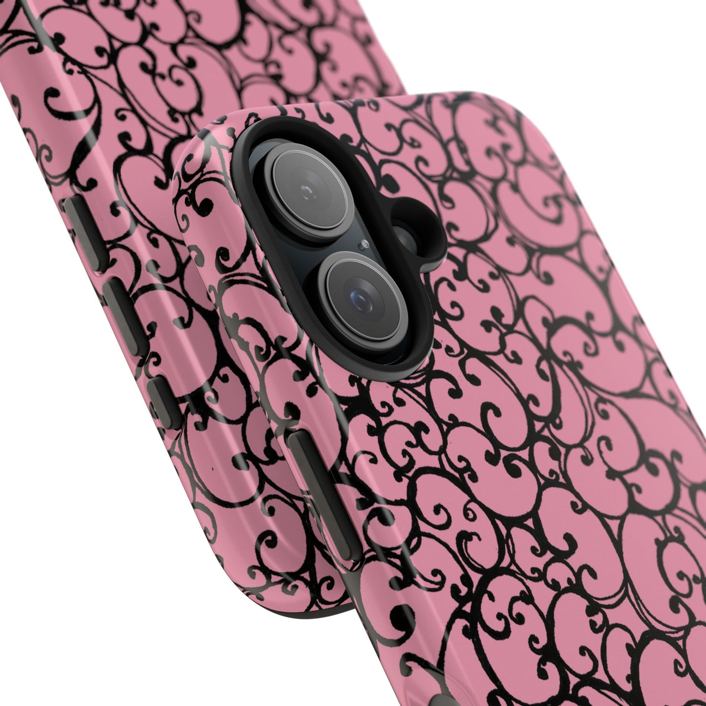Scrollie Pink / Black Phone Case