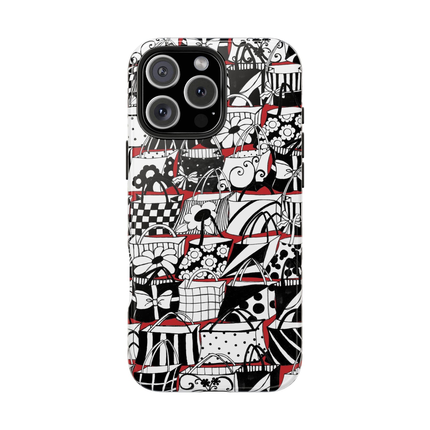 Totally Black, White & Red Phone Case