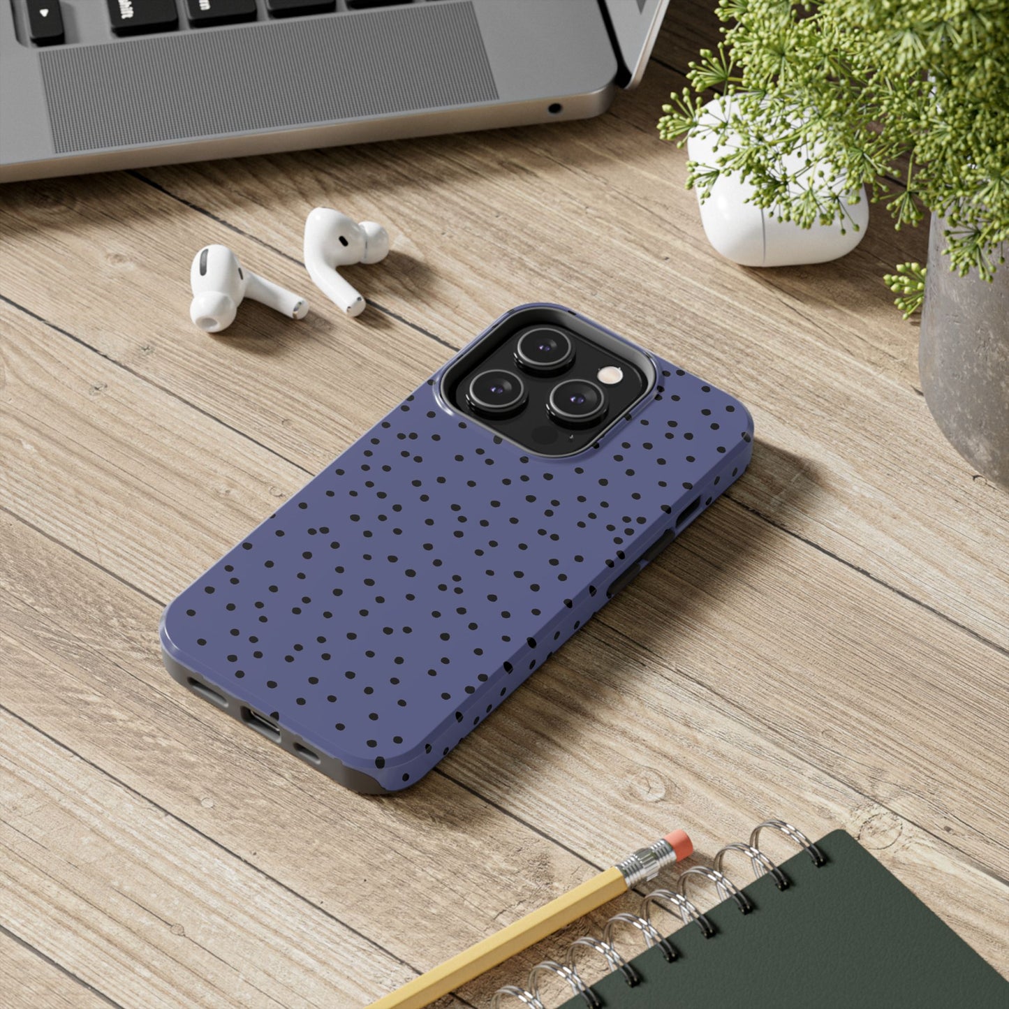 Dinky Dots Blue / Black Phone Case