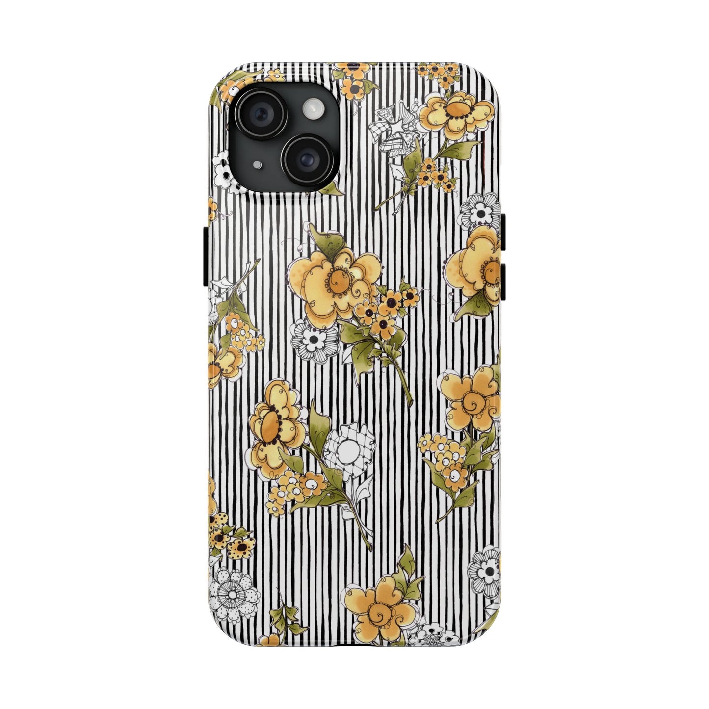 Bee Floral White / Black Phone Case