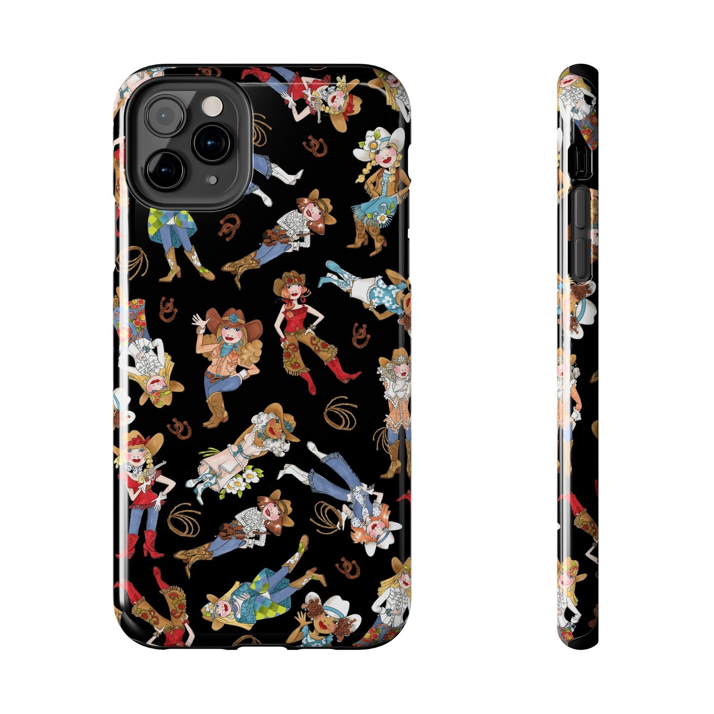 Tossed Cowgirls Black Phone Case
