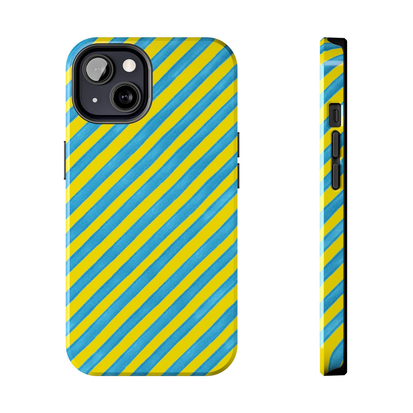 Bias Stripe Turquoise / Yellow Phone Case