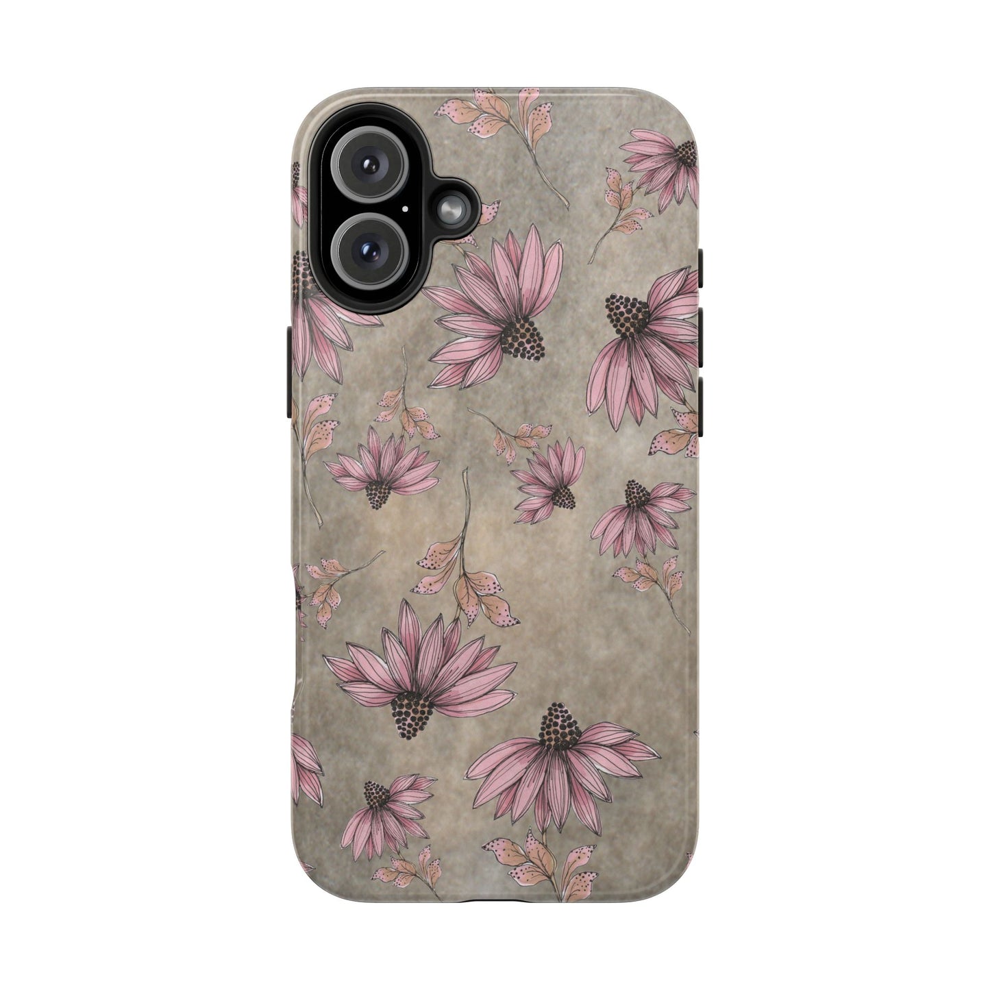 Wild Cone Flowers Taupe Marble Phone Case