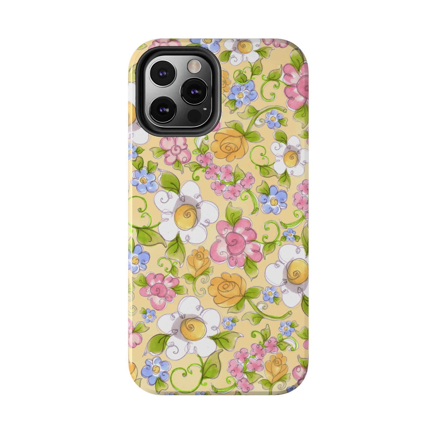 Flower Frolic Yellow Phone Case