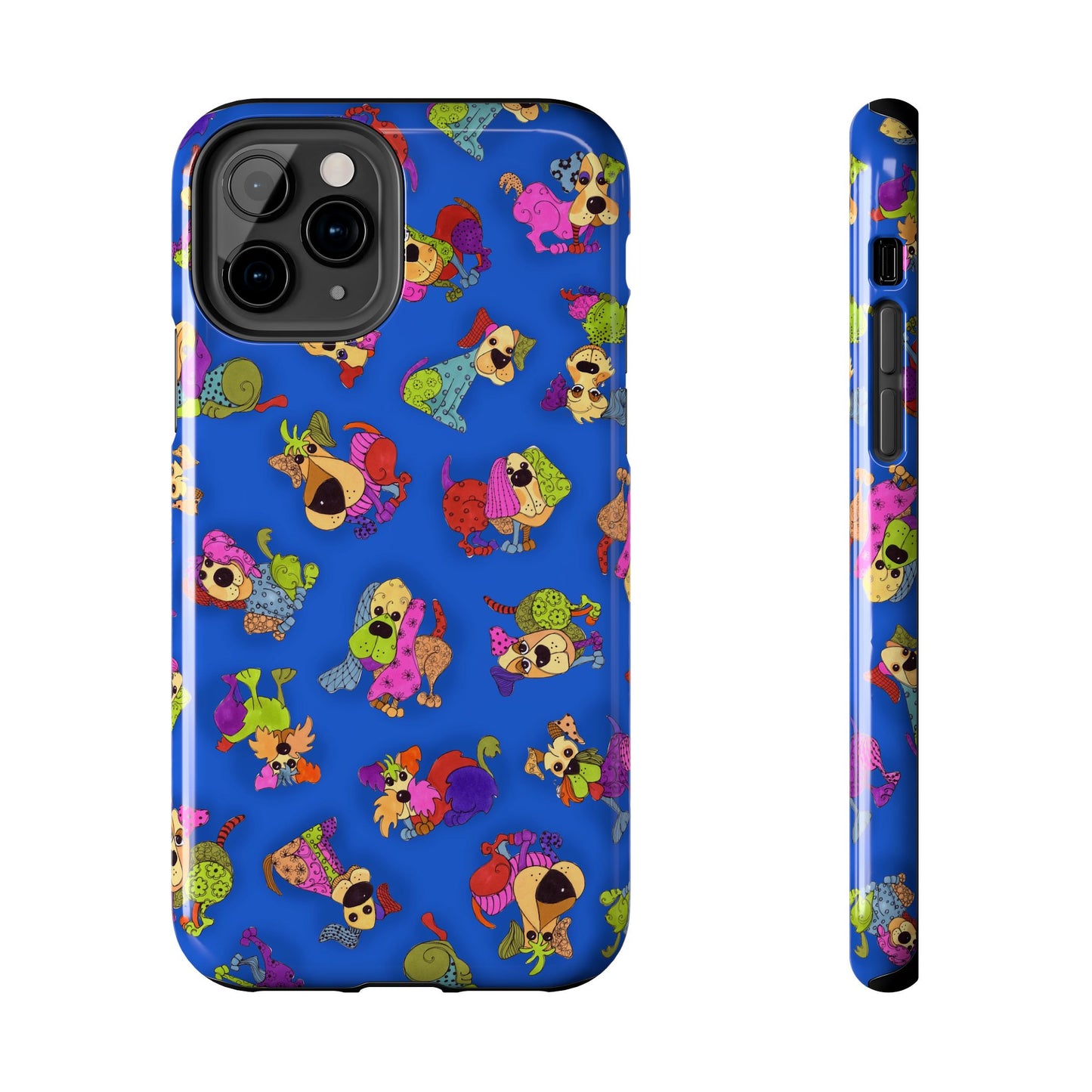 Tossed Happy Dogs Blue Phone Case
