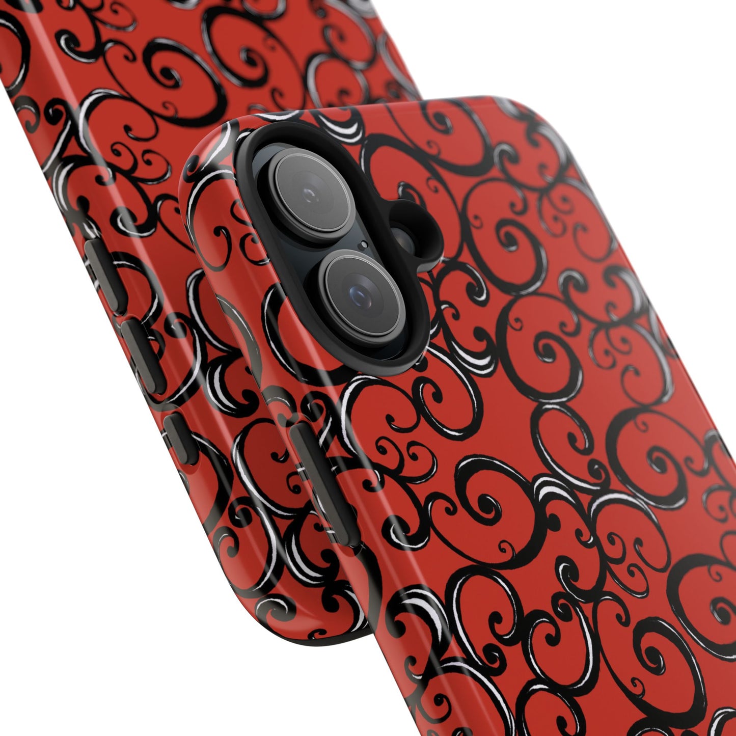 Curls Red / Black Phone Case