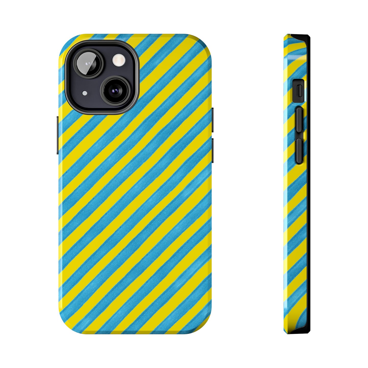 Bias Stripe Turquoise / Yellow Phone Case