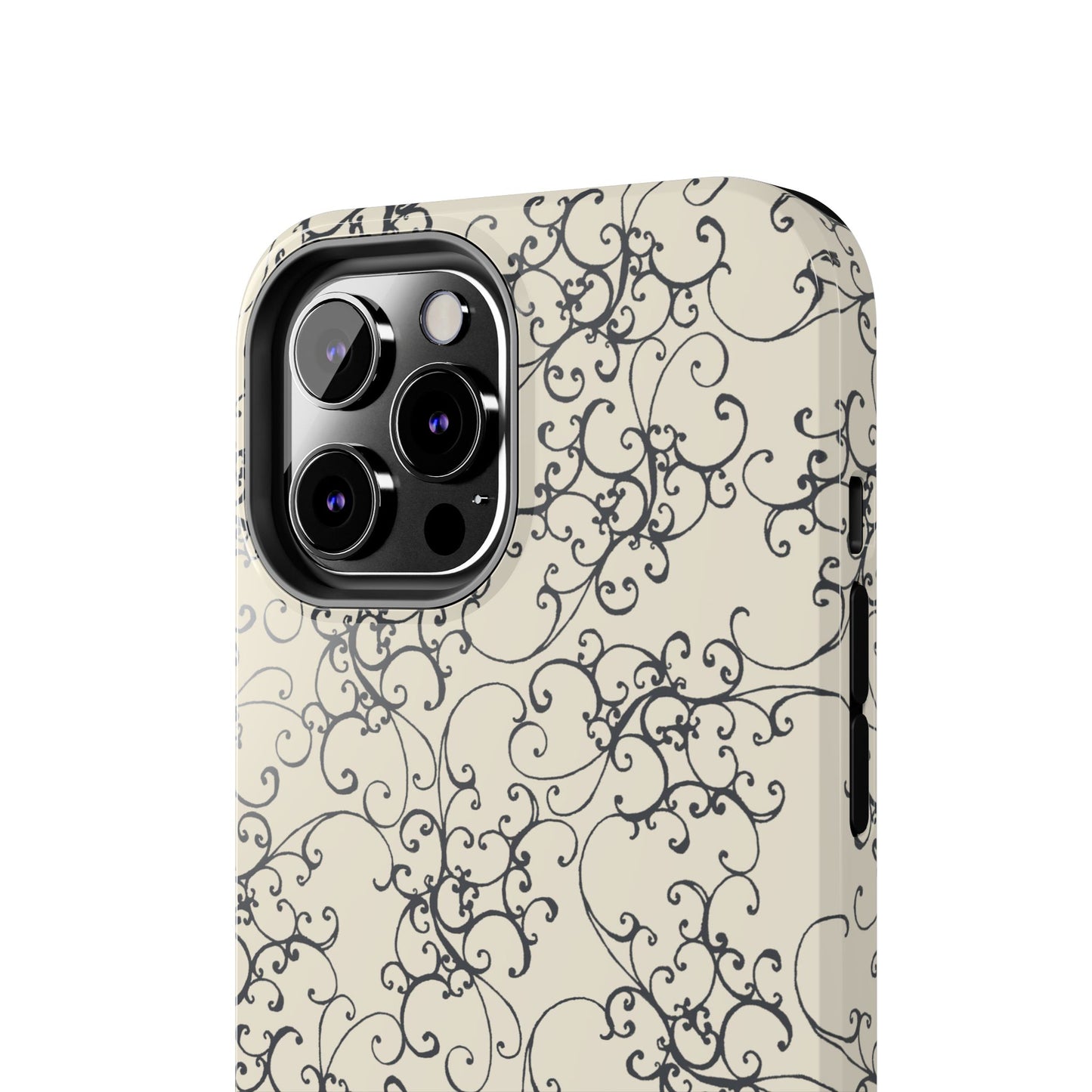 Elegant Scroll Ivory / Black Phone Case