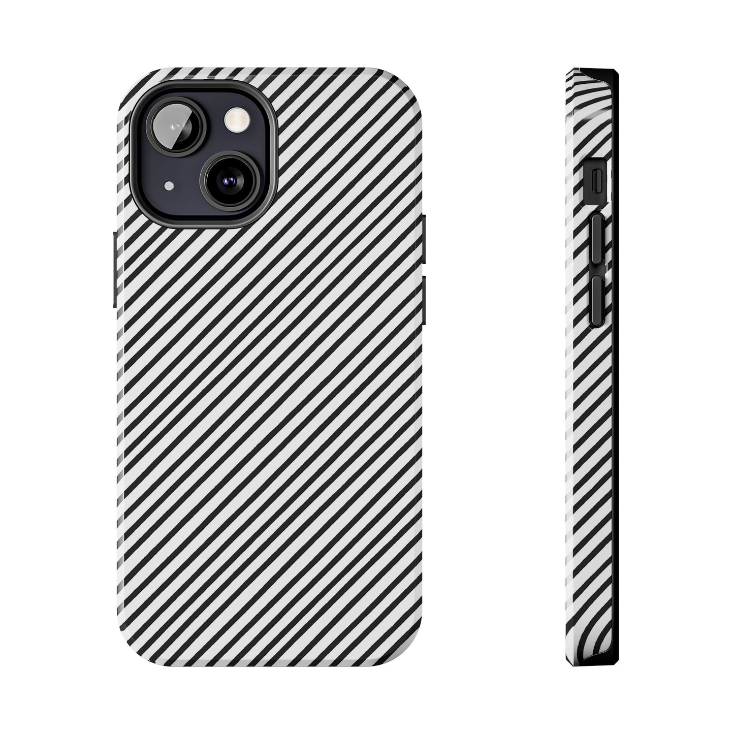 Diagonal Stripe White / Black Phone Case