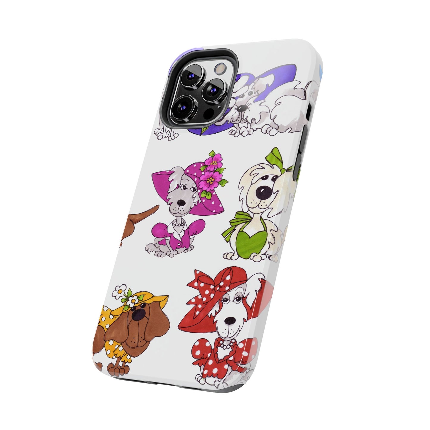 Fancy Dog Line Up White Phone Case