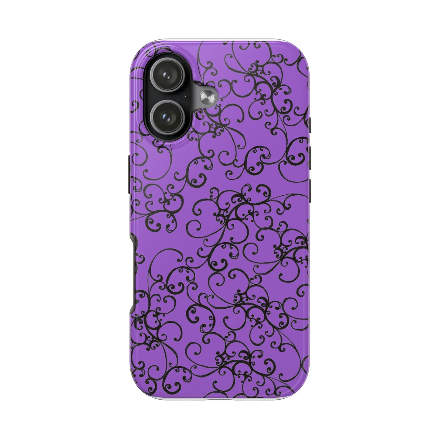 Elegant Scroll Purple / Black Phone Case