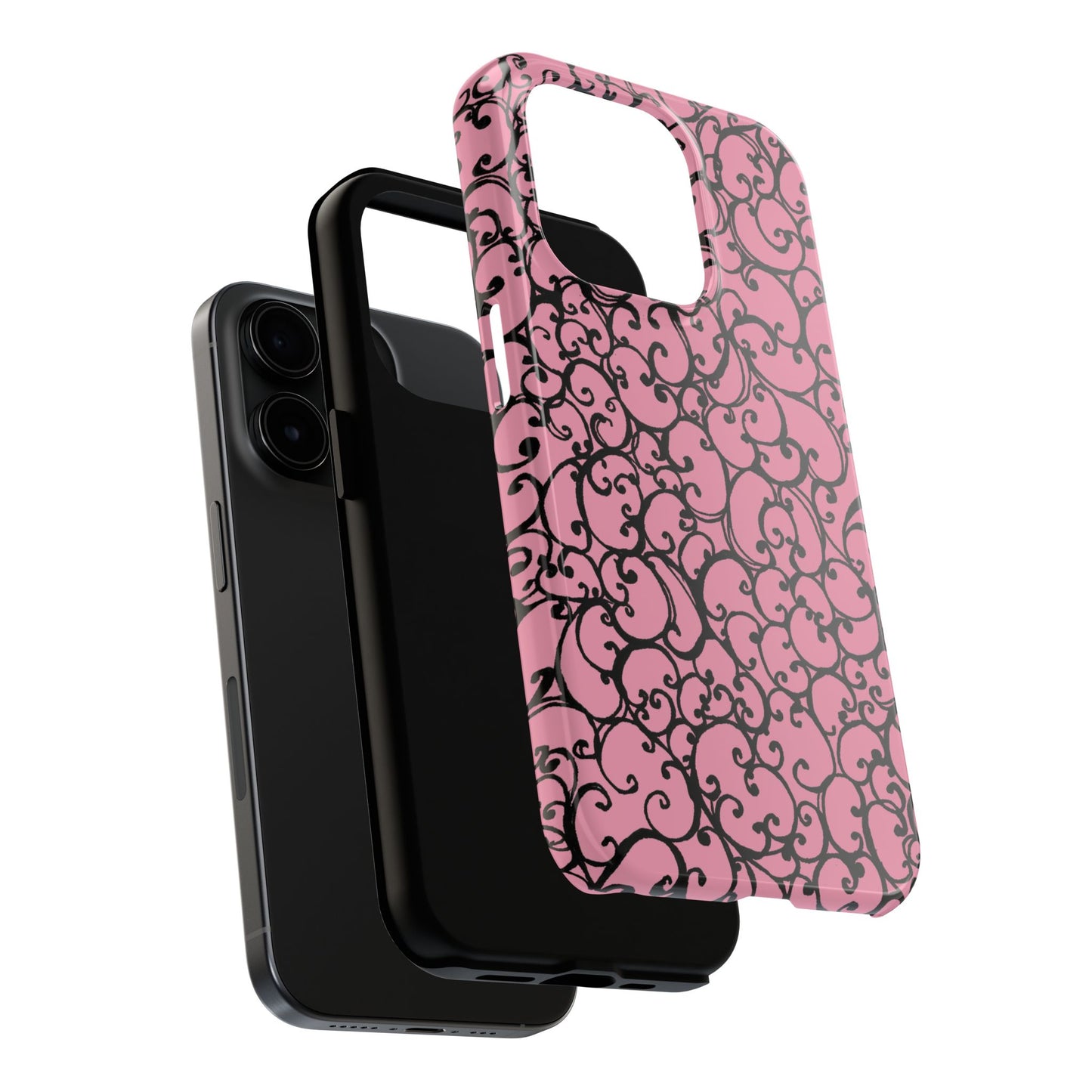 Scrollie Pink / Black Phone Case