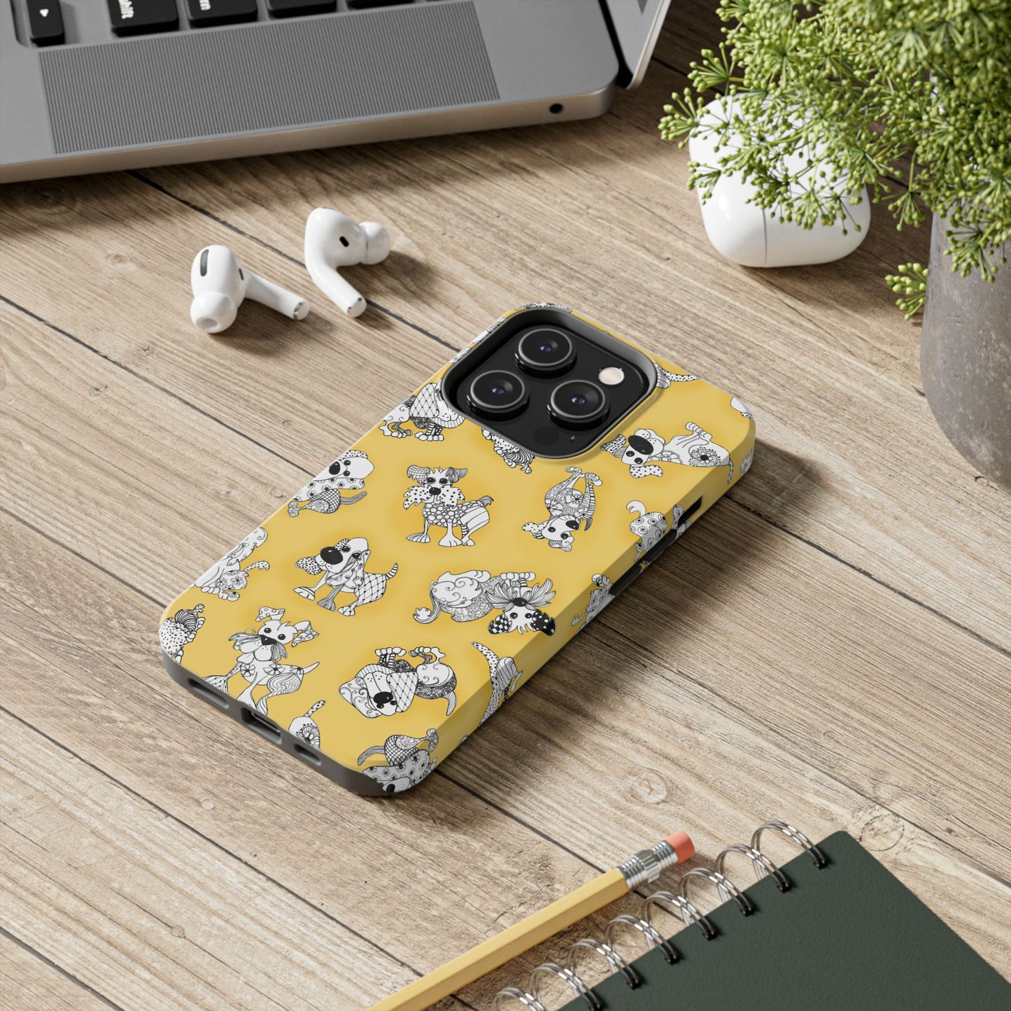 Doodle Dogs Yellow Phone Case