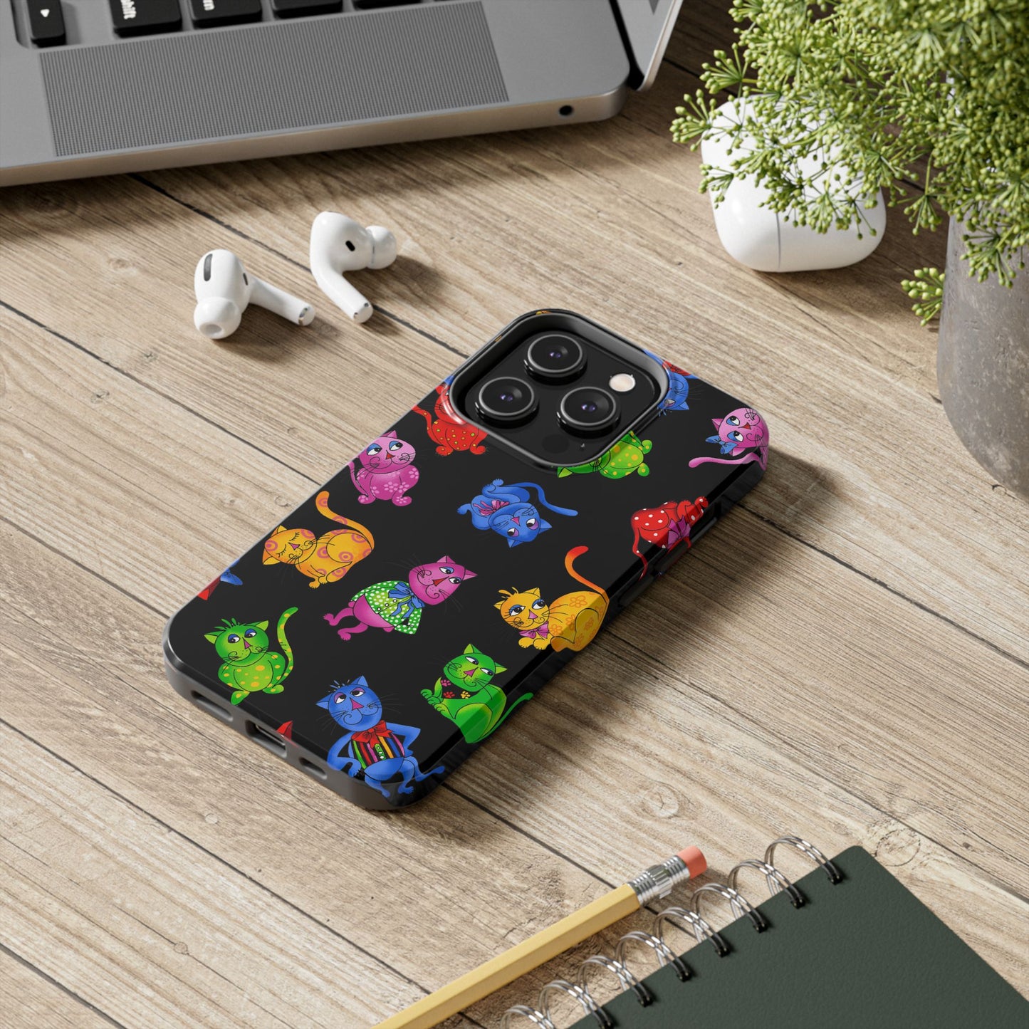 Tossed Cool Cats Black Phone Case