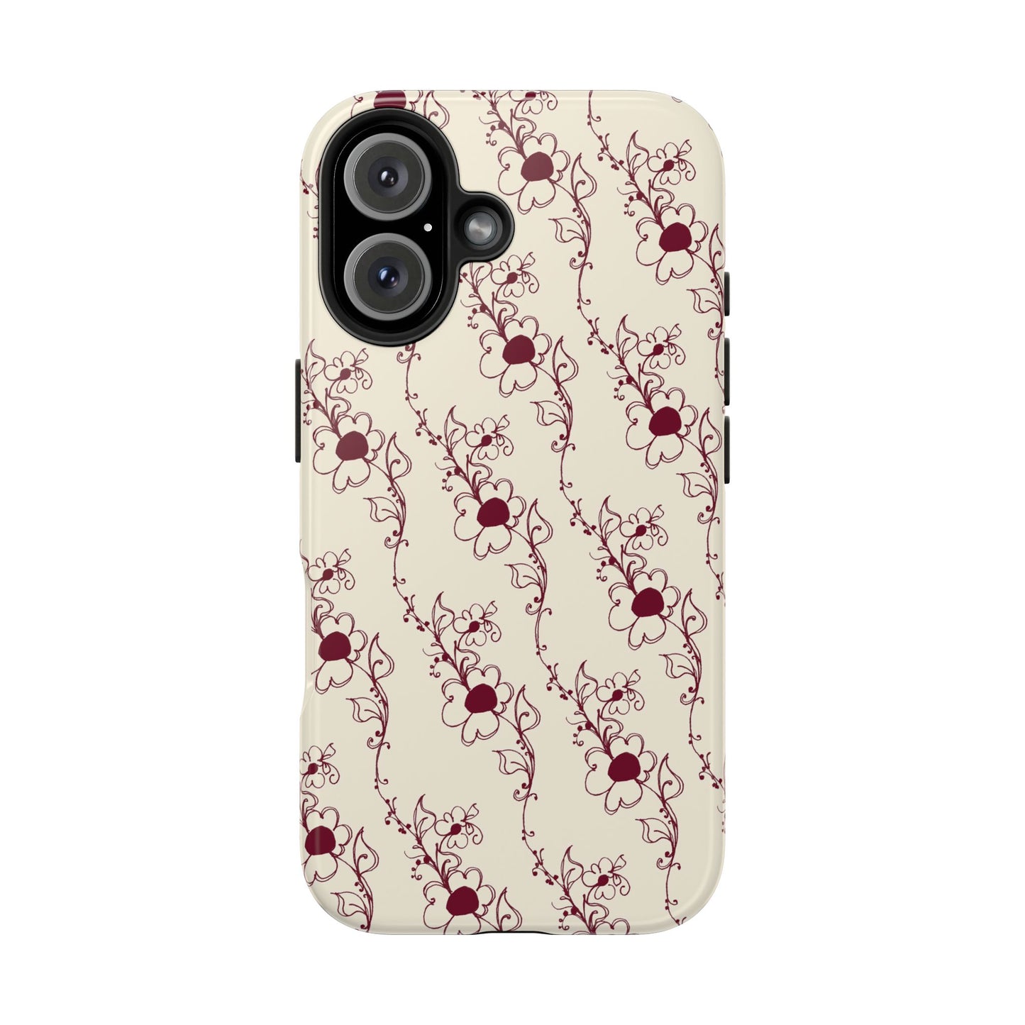 Diagonal Daisies Ivory / Red Phone Case