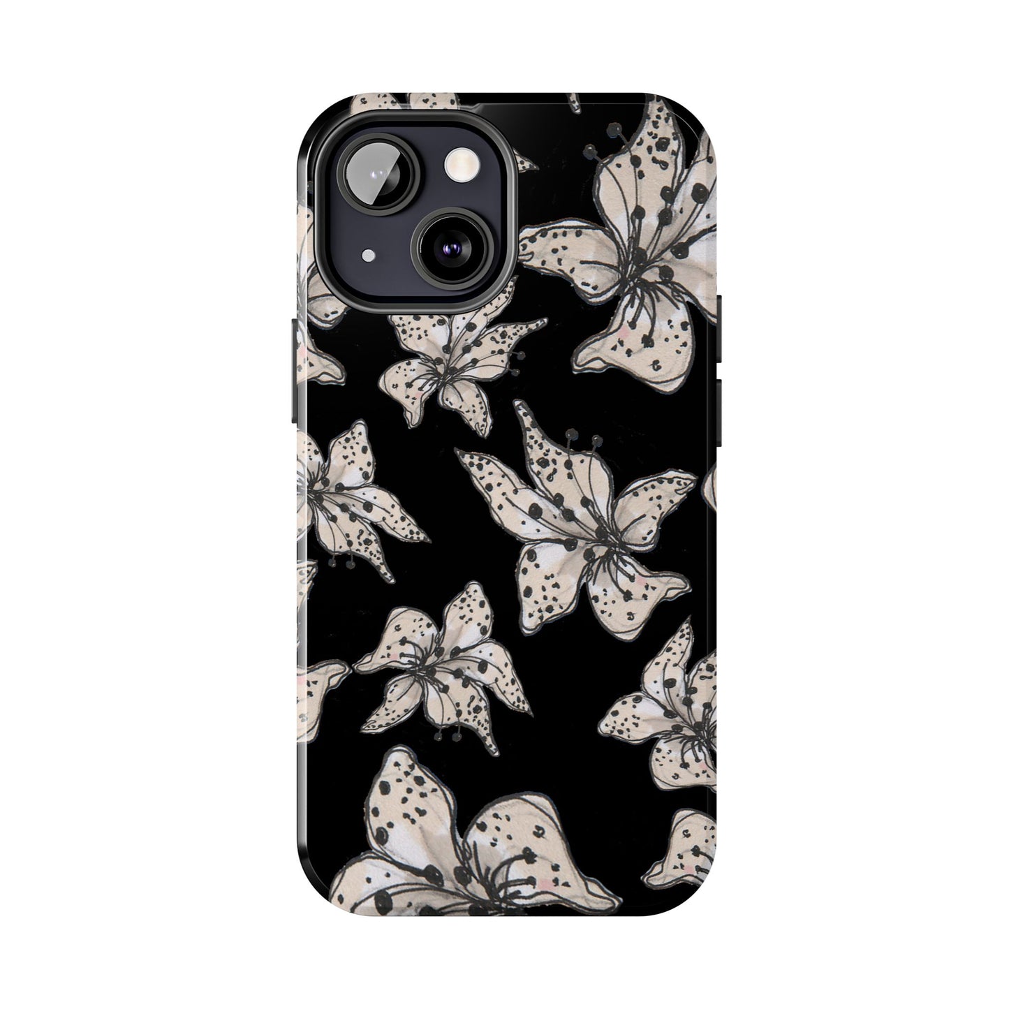 Spotted Lilies Black Phone Case