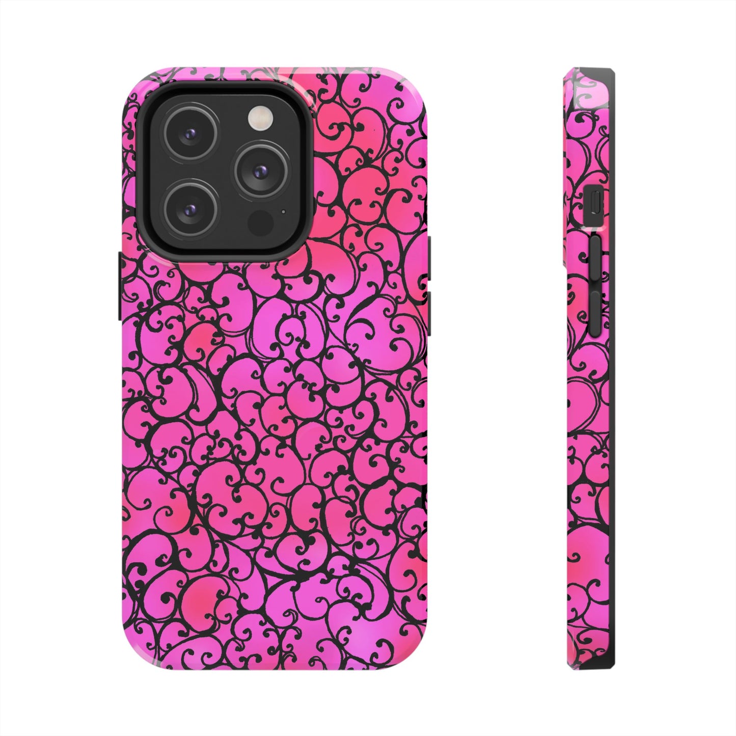 Scrollie Cerise / Black Phone Case