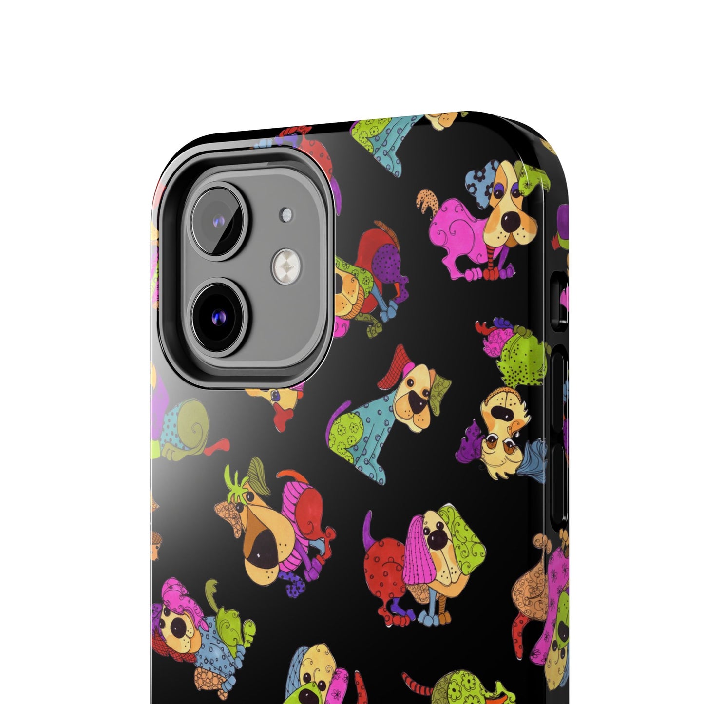 Tossed Happy Dogs Black Phone Case