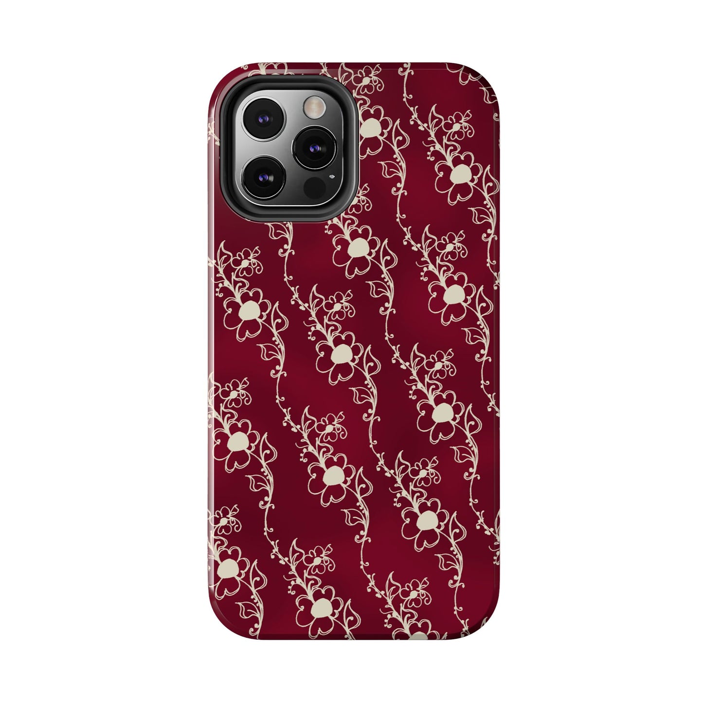 Diagonal Daisies Red / Ivory Phone Case