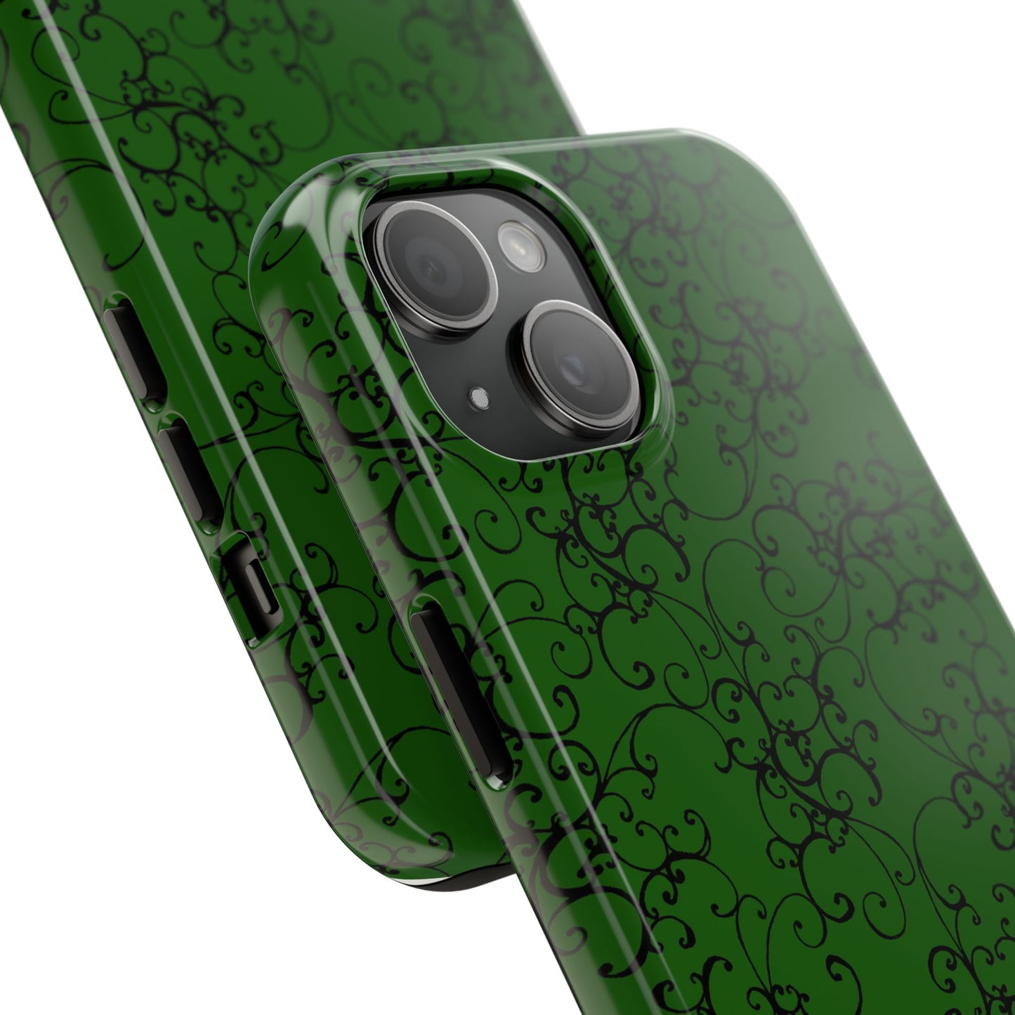 Elegant Scroll Dark Green / Black Phone Case