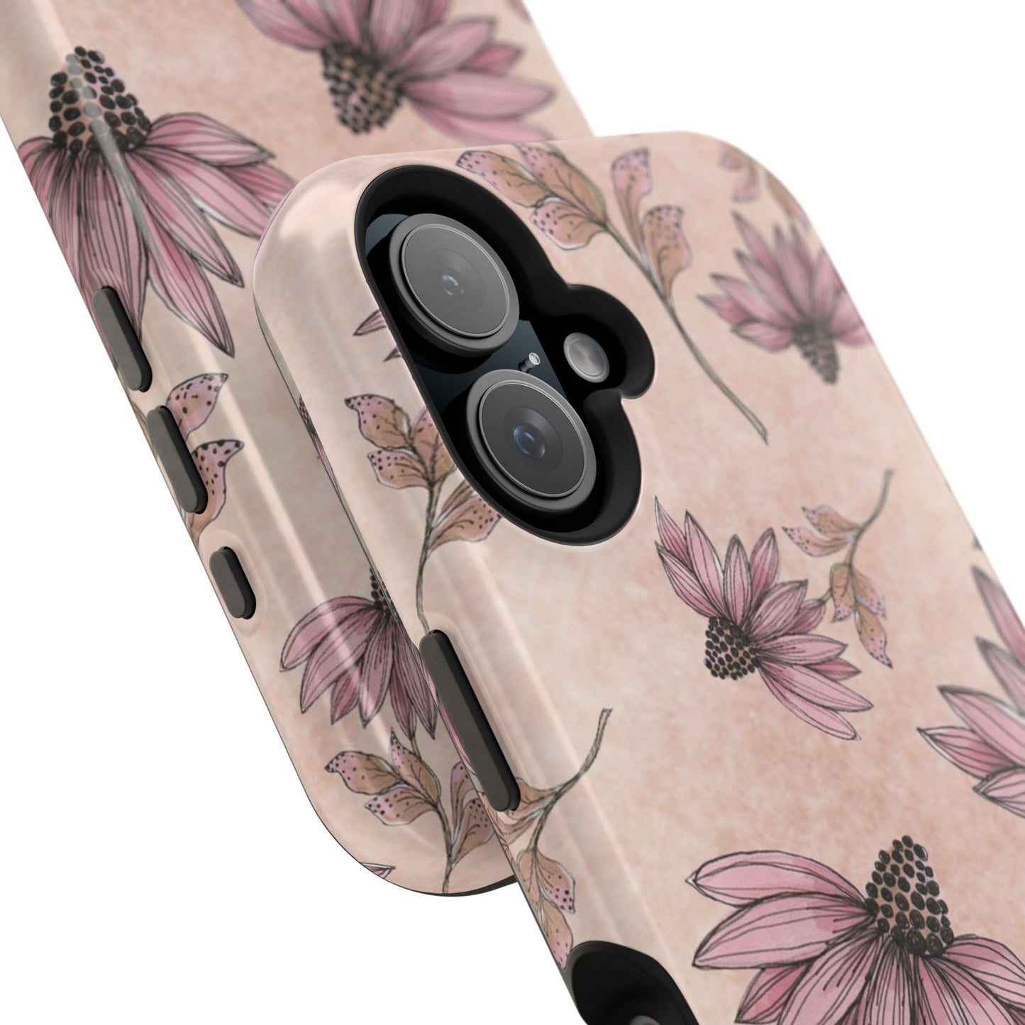 Wild Cone Flowers Pink Marble Phone Case