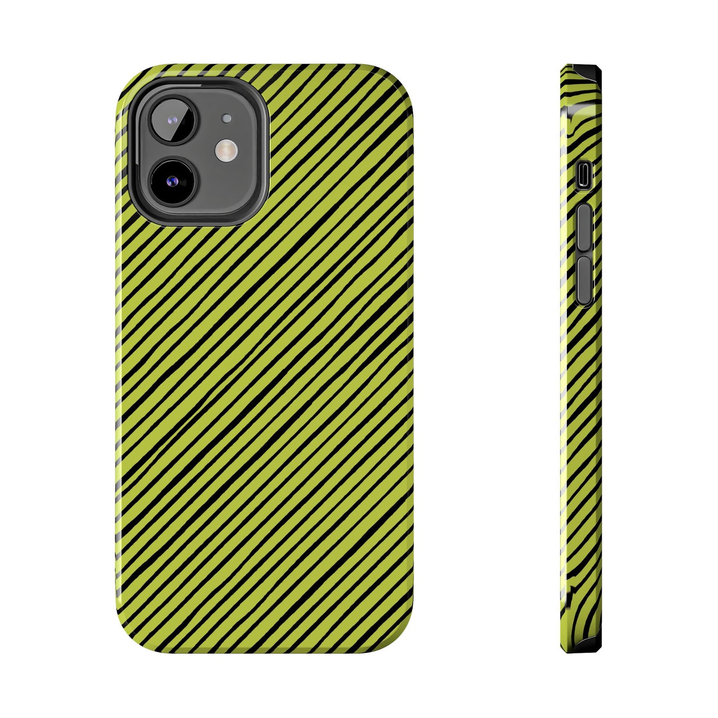 Quirky Bias Stripe Green / Black Phone Case