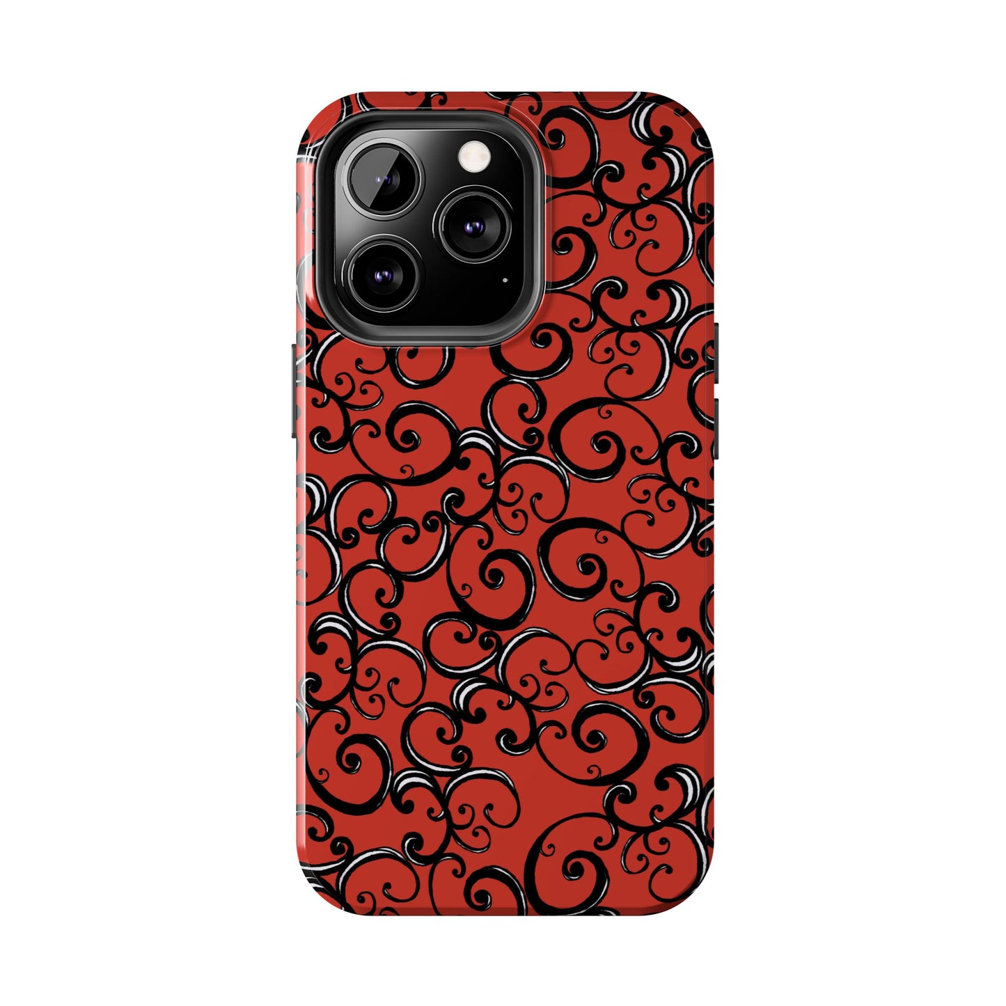 Curls Red / Black Phone Case