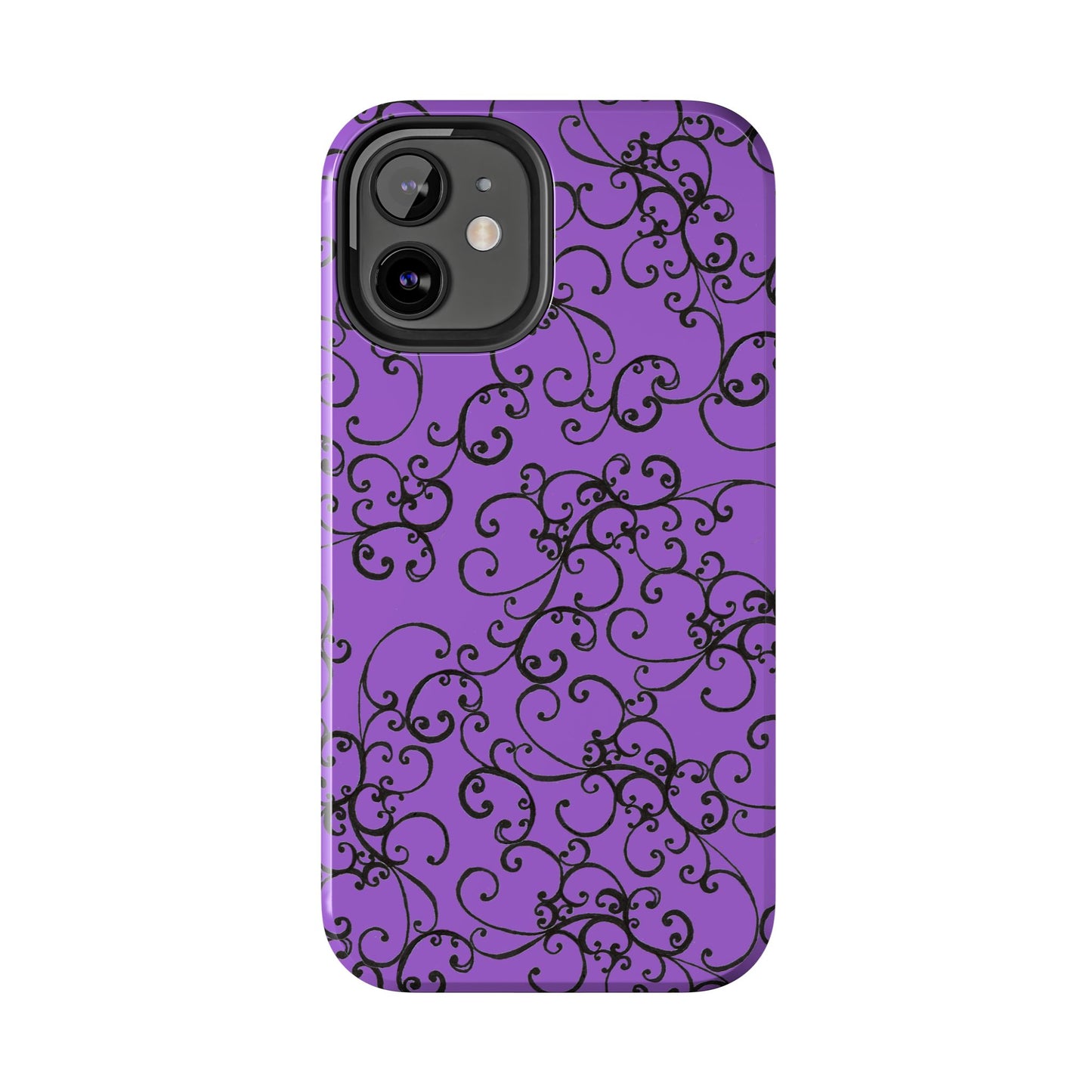 Elegant Scroll Purple / Black Phone Case
