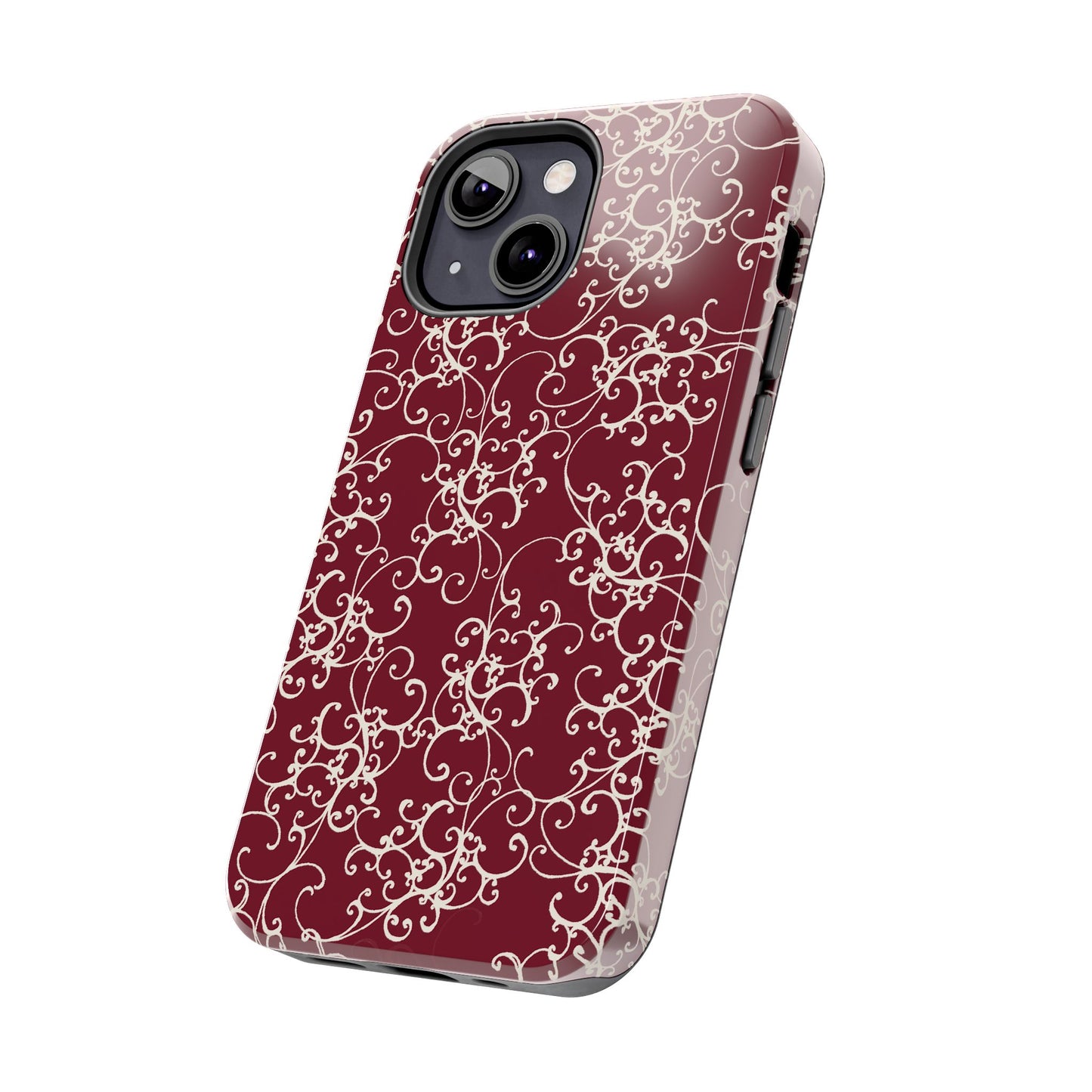 Elegant Scroll Red / Ivory Phone Case