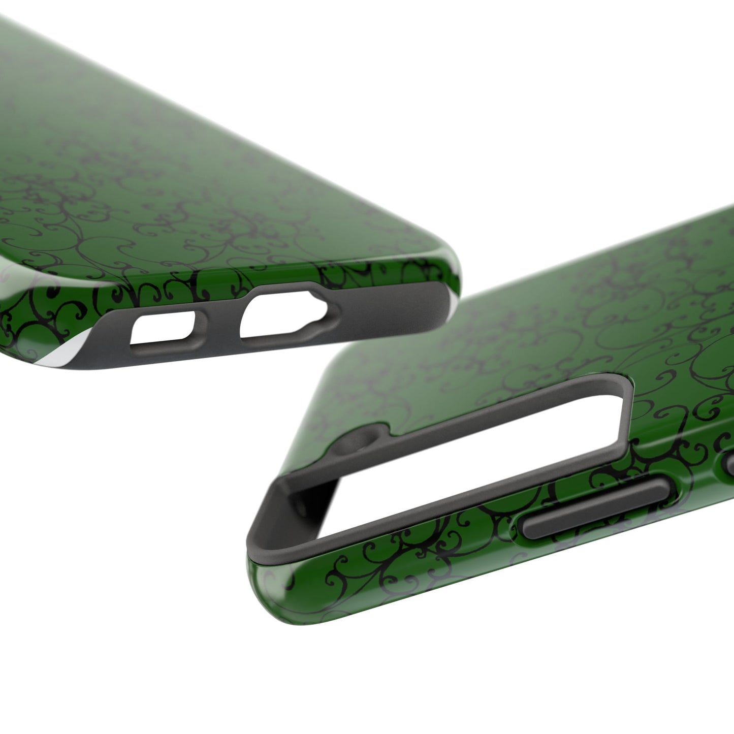 Elegant Scroll Dark Green / Black Phone Case