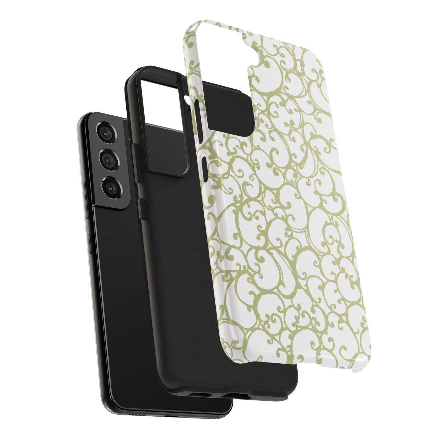 Scrollie White / Green Phone Case