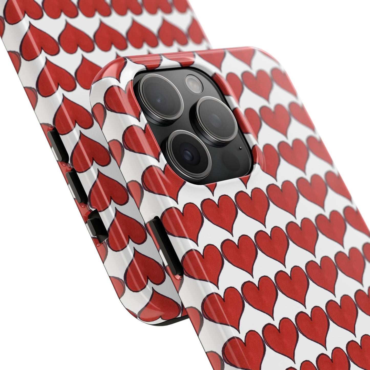 Heartbeats White / Red Phone Case
