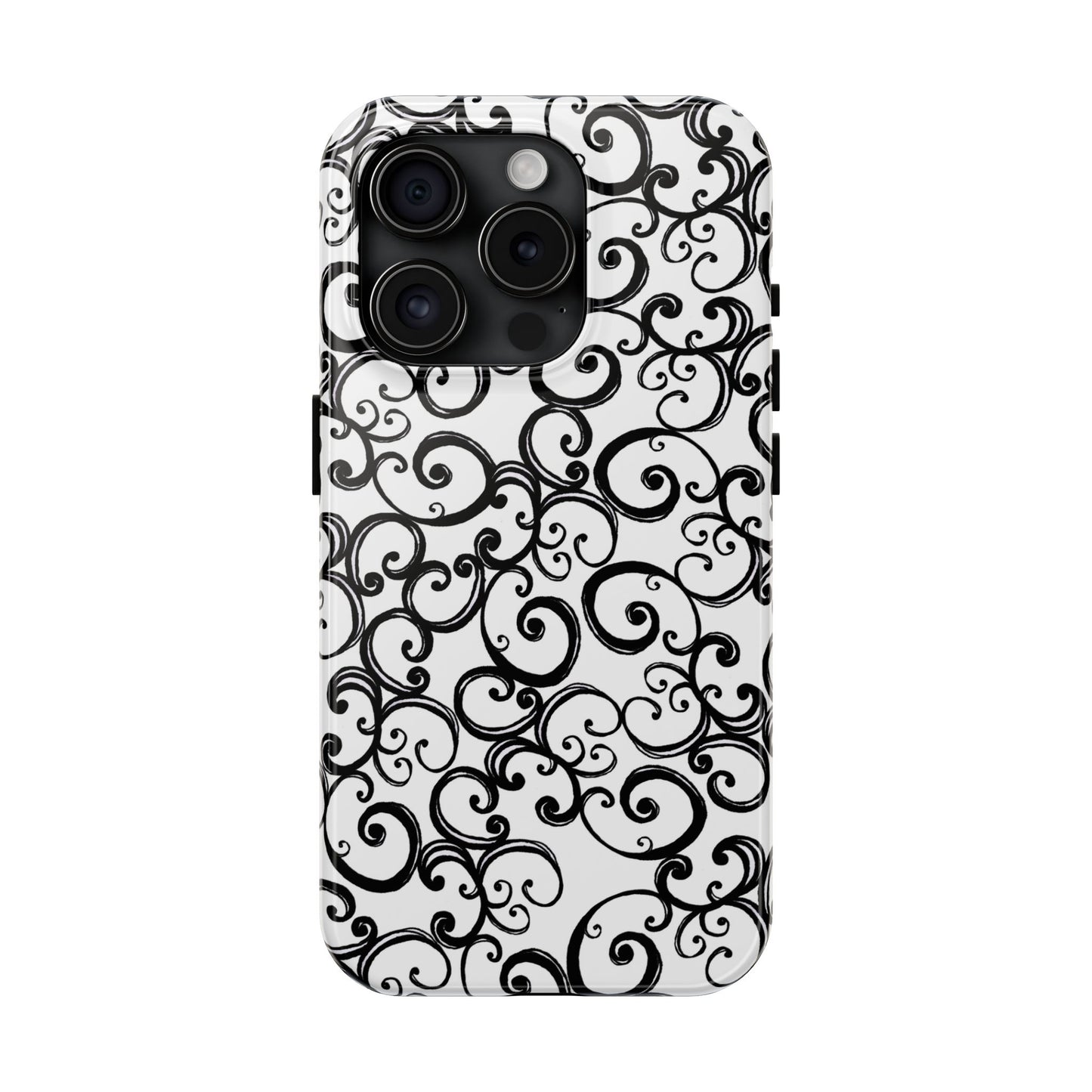 Curls White / Black Phone Case