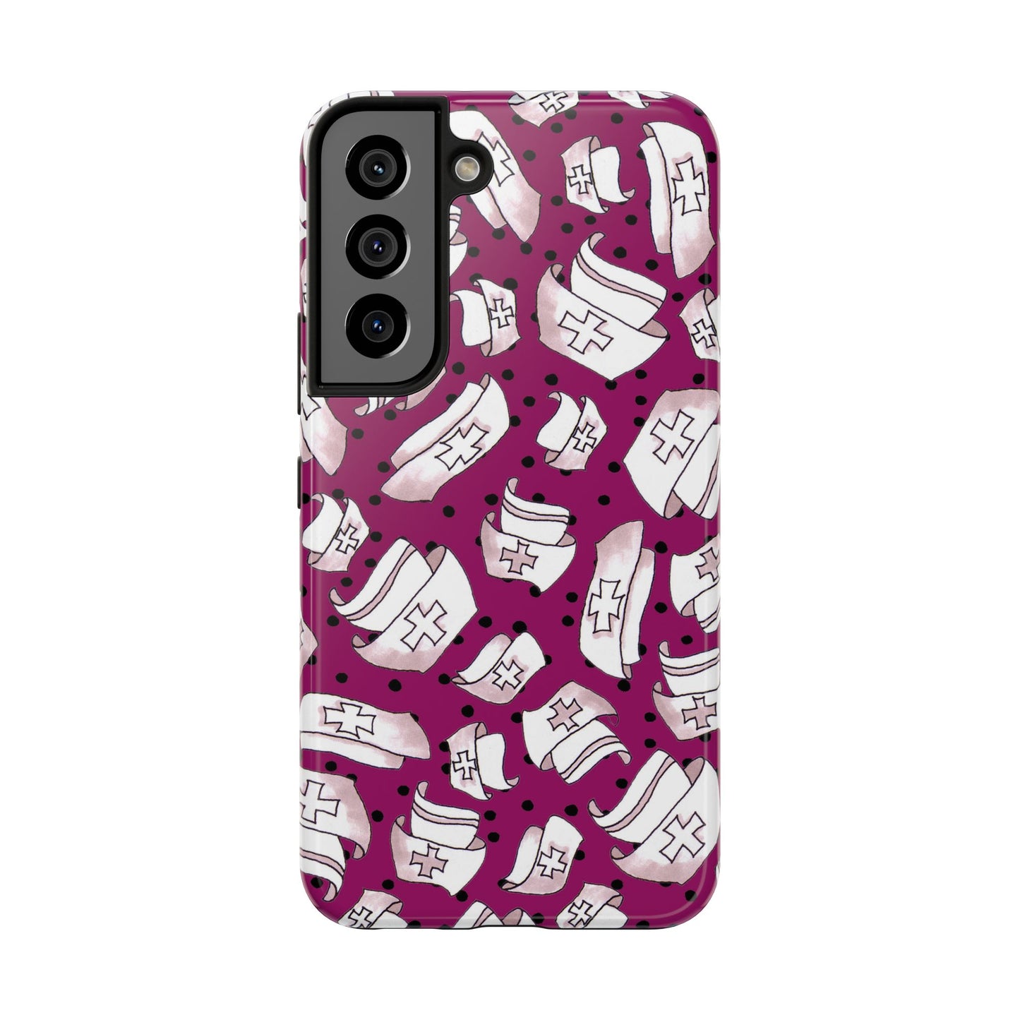 Med Hats Burgundy / Black Phone Case