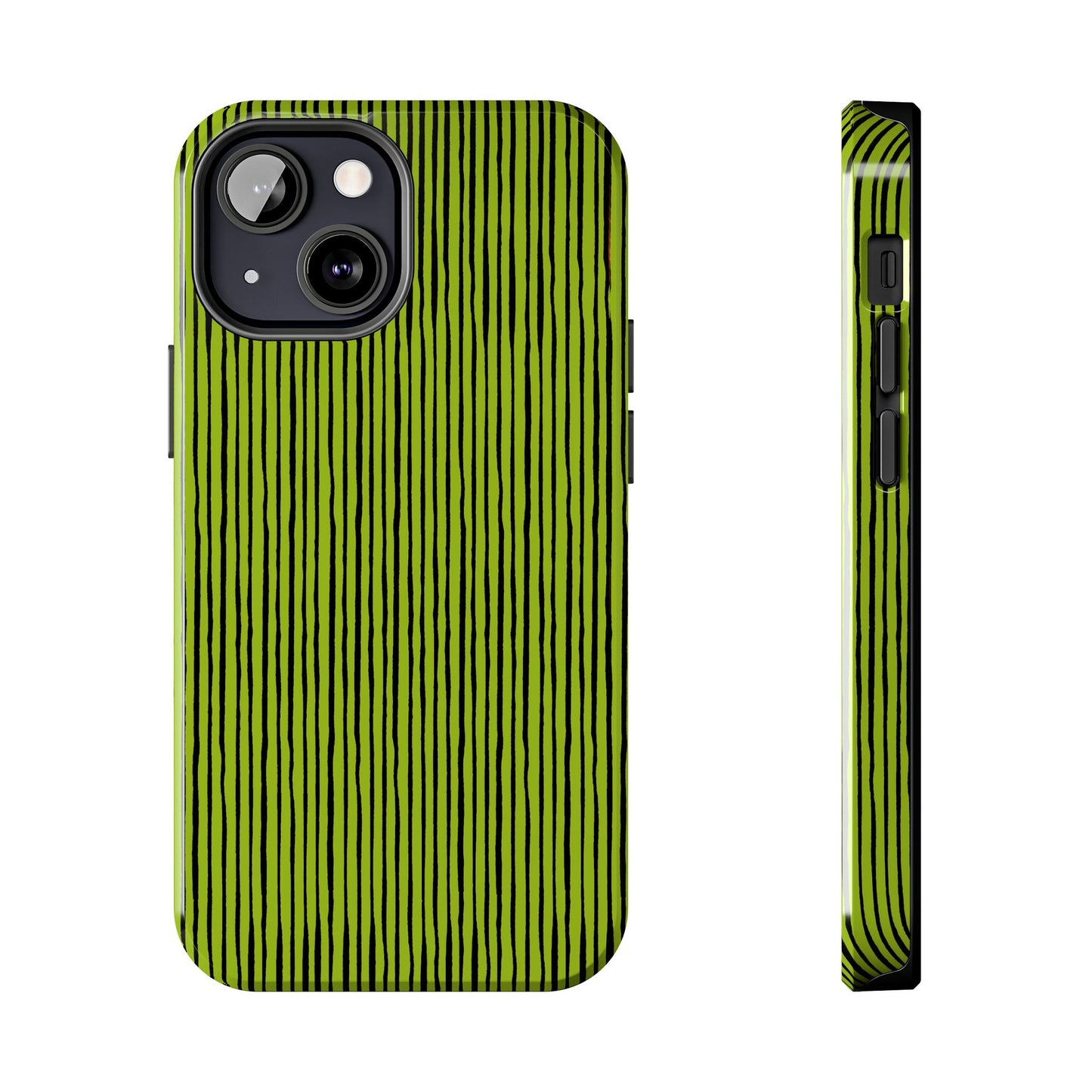 Quirky Pin Stripe Green / Black Phone Case
