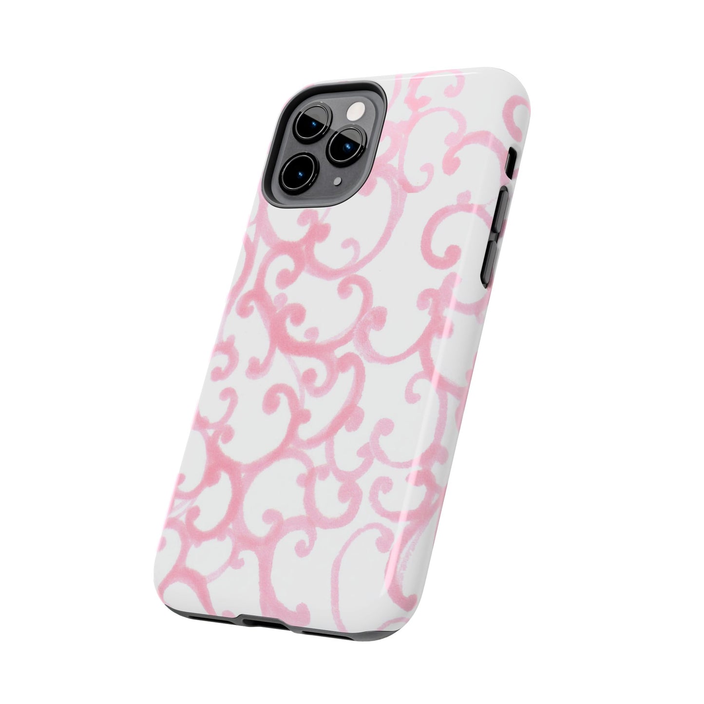 Scrollie White / Pink Phone Case