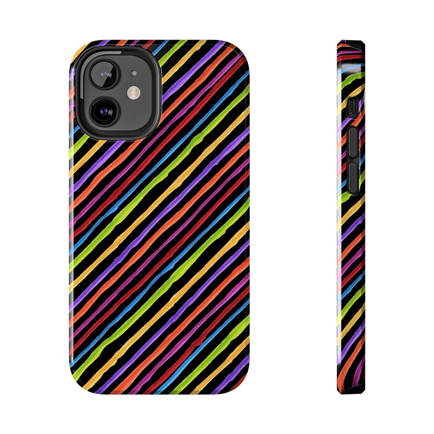 Quirky Bias Stripe Black Phone Case