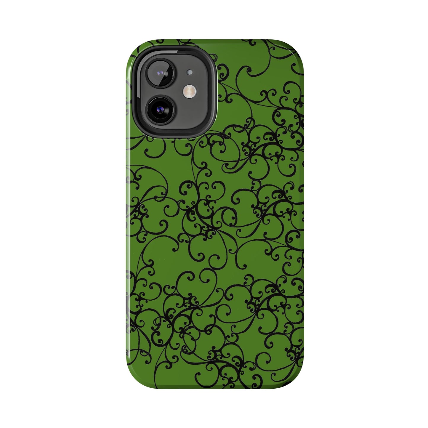 Elegant Scroll Green / Black Phone Case